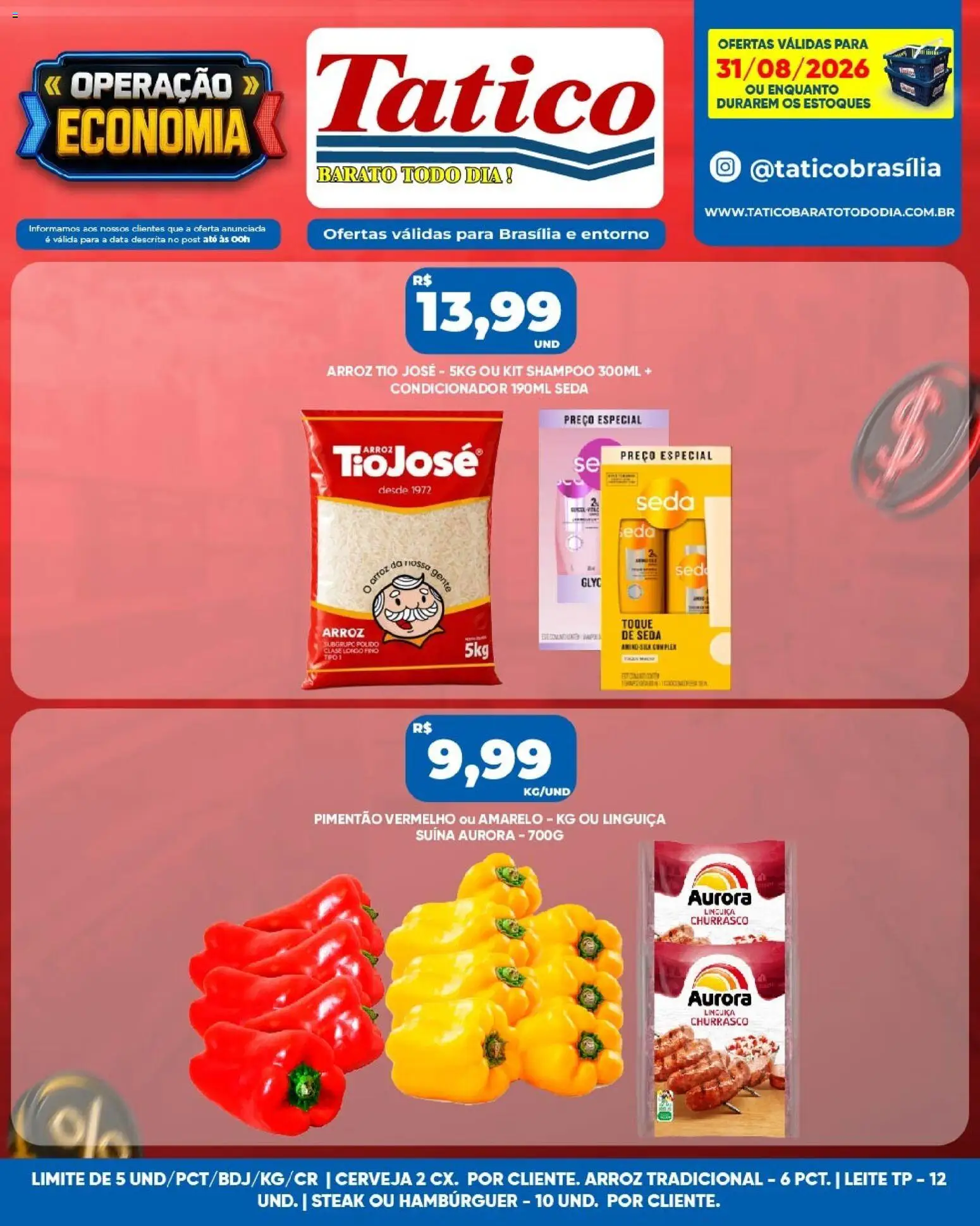 Tatico Folheto - válido de 31/08/2026 | Página: 8 | Produtos: Shampoo, Pimentão vermelho, Cerveja, Hambúrguer
