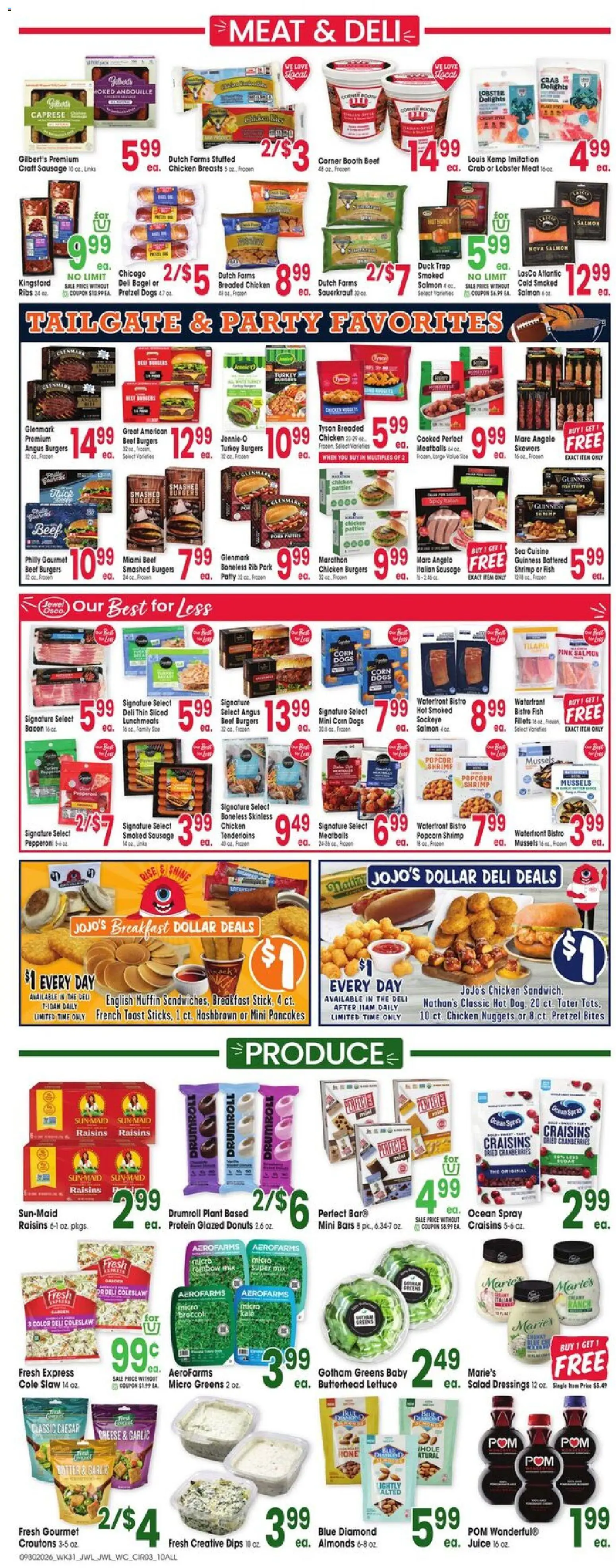 Jewel Osco Grand Opening - valid from 09/30/2026 | Page: 6 | Products: Meat, Bacon, Raisins, Garlic