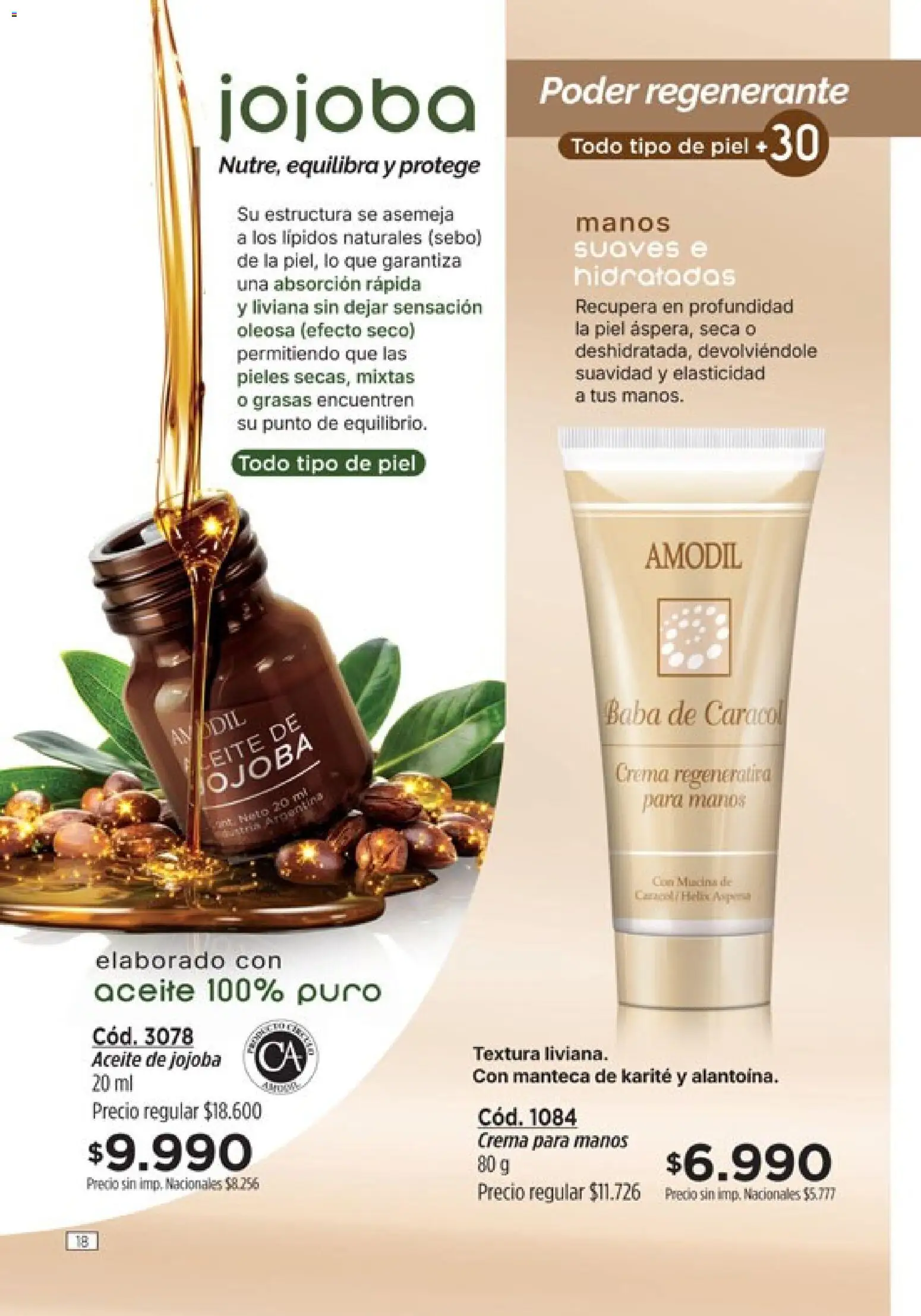 Catálogo Amodil Campaña 12 │ válido desde el 30/06/2026 | Página: 18 | Productos: Aceite, Manteca, Crema