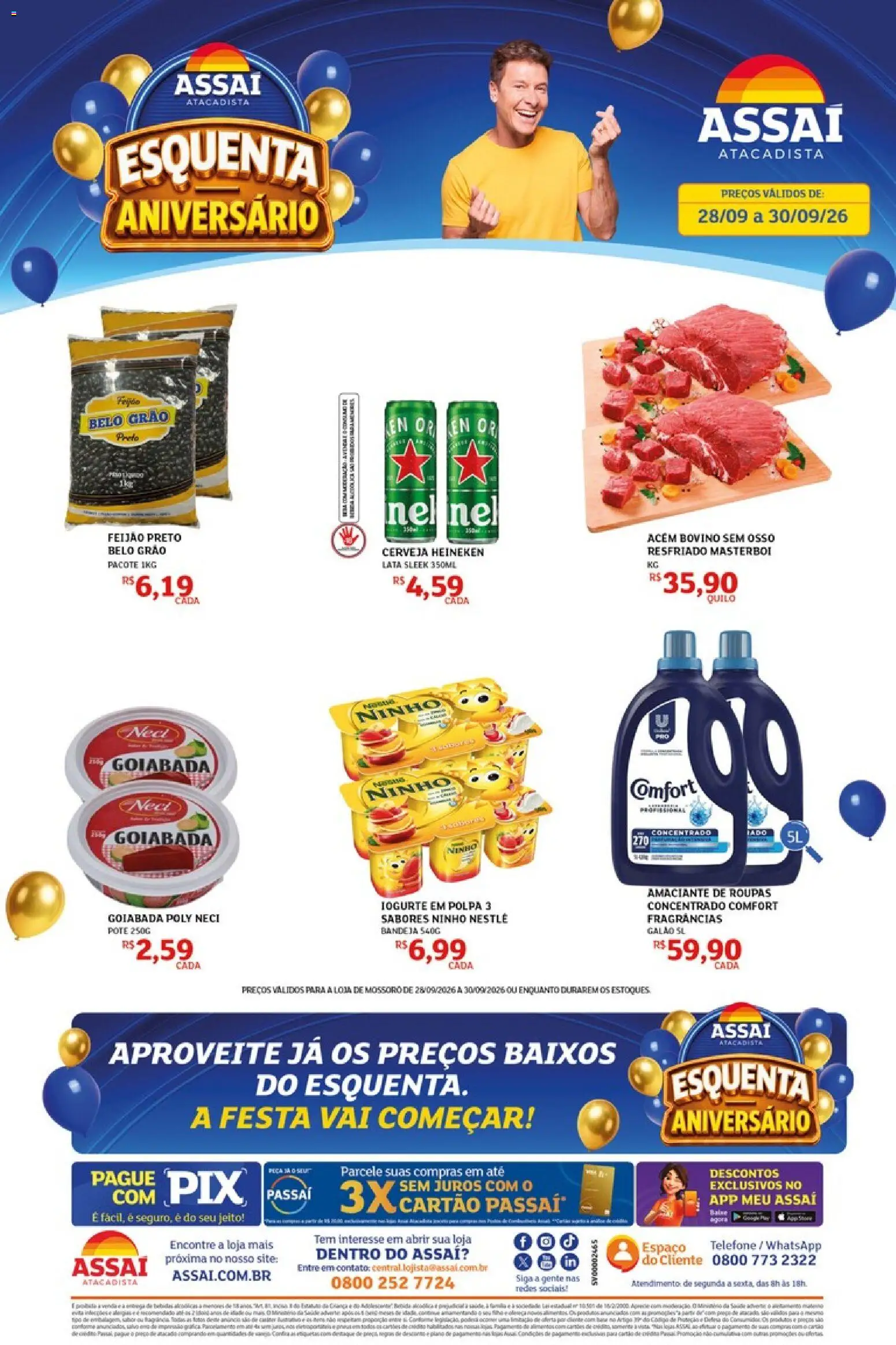 Assaí Atacadista Folheto - válido de 28/09/2026 | Página: 1 | Produtos: Amaciante de roupas, Heineken, Bandeja, Goiabada