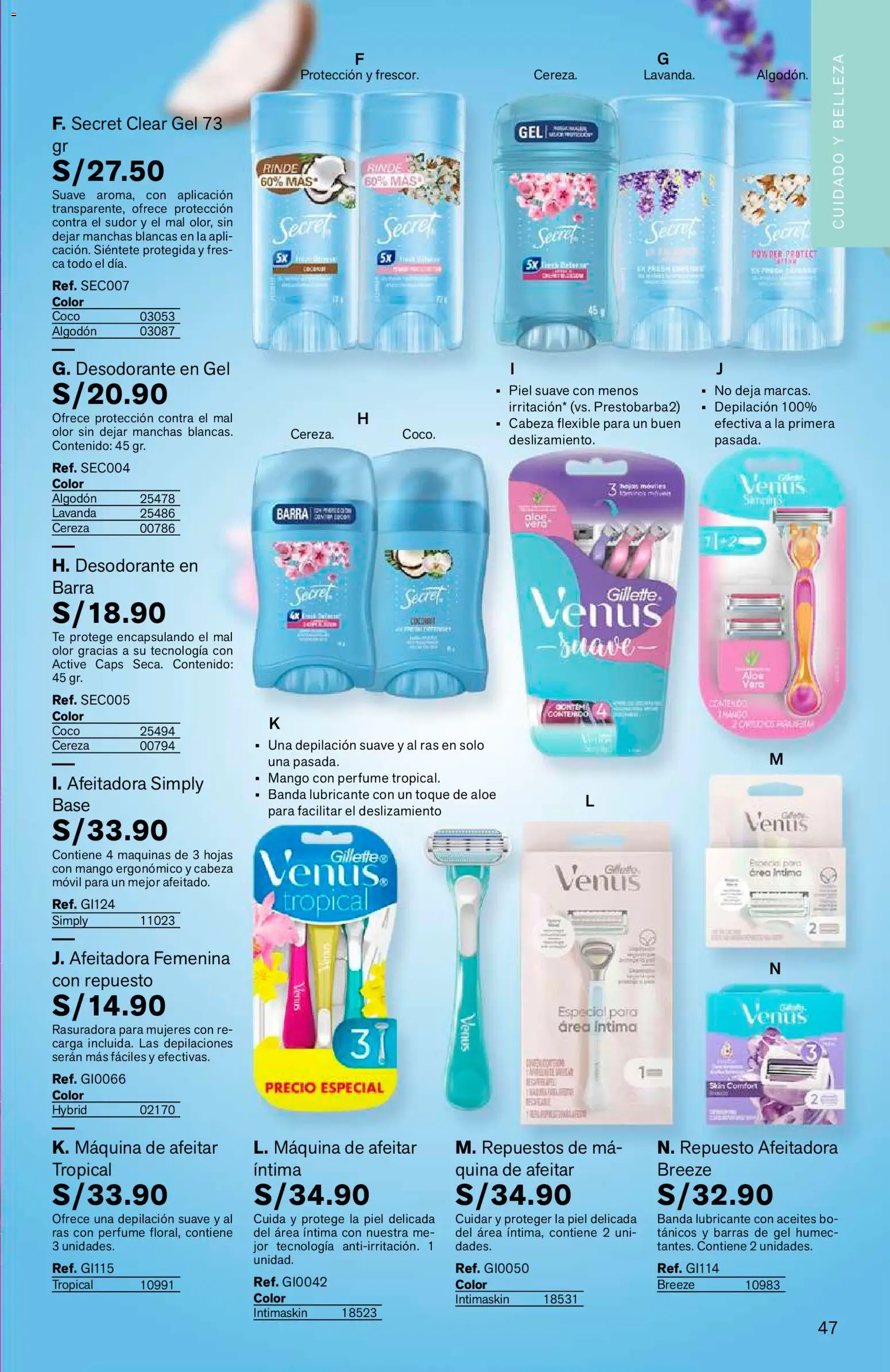 Catálogo Leonisa válido desde 24/08/2026 | Página: 47 | Productos: Desodorante, Coco, Maquina de afeitar, Lubricante