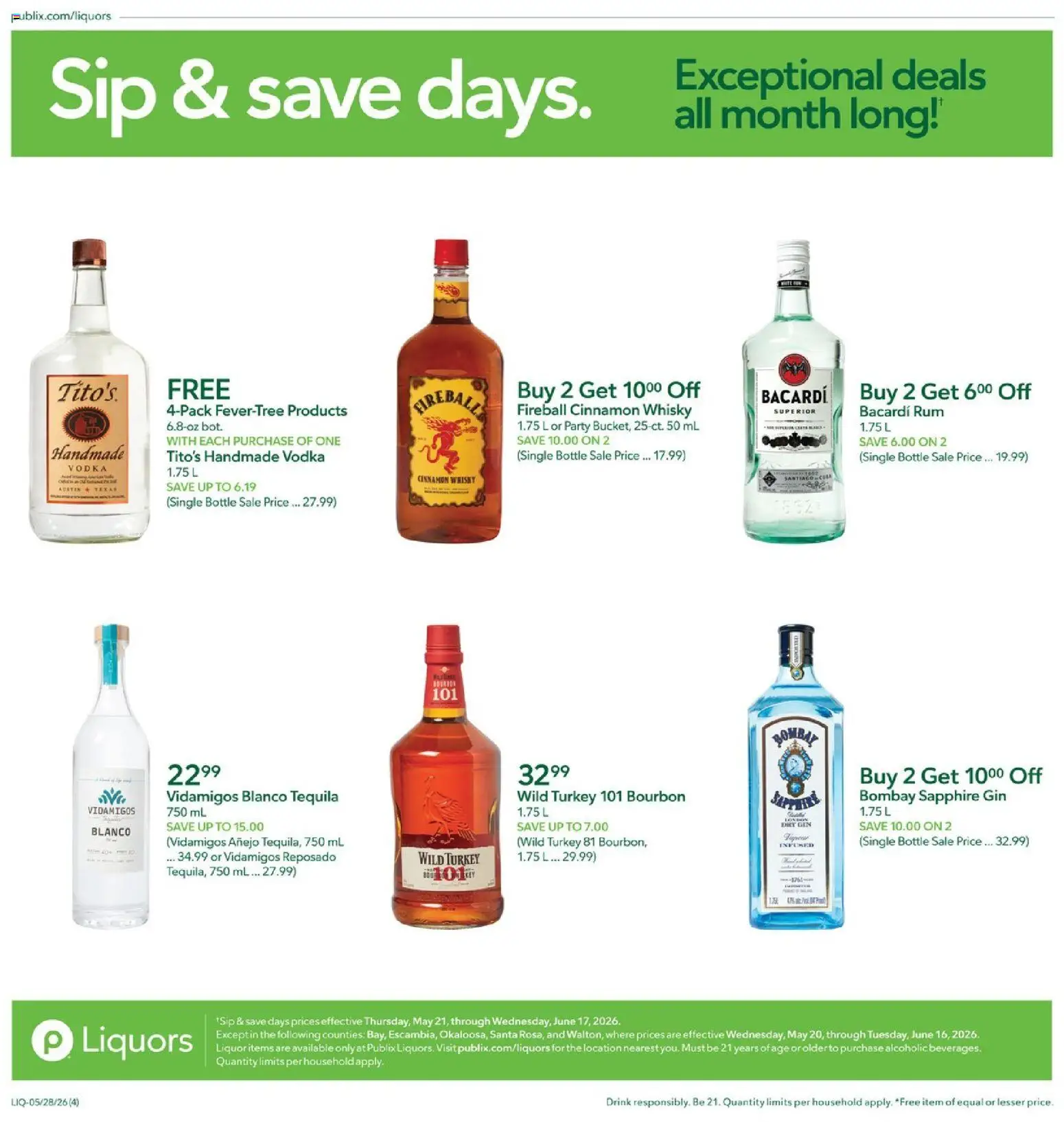 Publix Liquors - valid from 28.05.2026 | Page: 4 | Products: Bourbon, Gin, Vodka