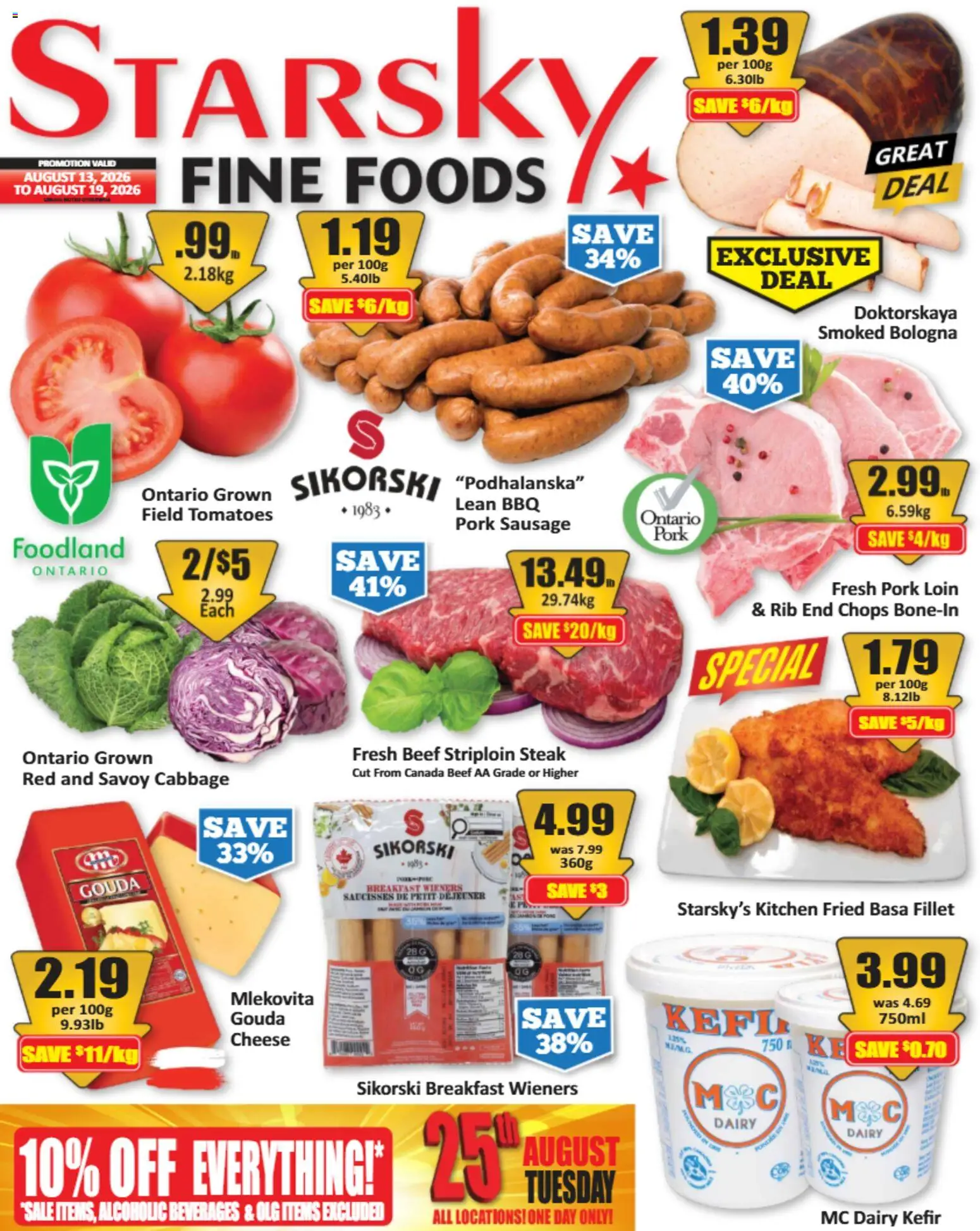 Starsky flyer valid from Aug 13, 2026 | Page: 1 | Products: Beef, Cabbage, Cheese, Pork