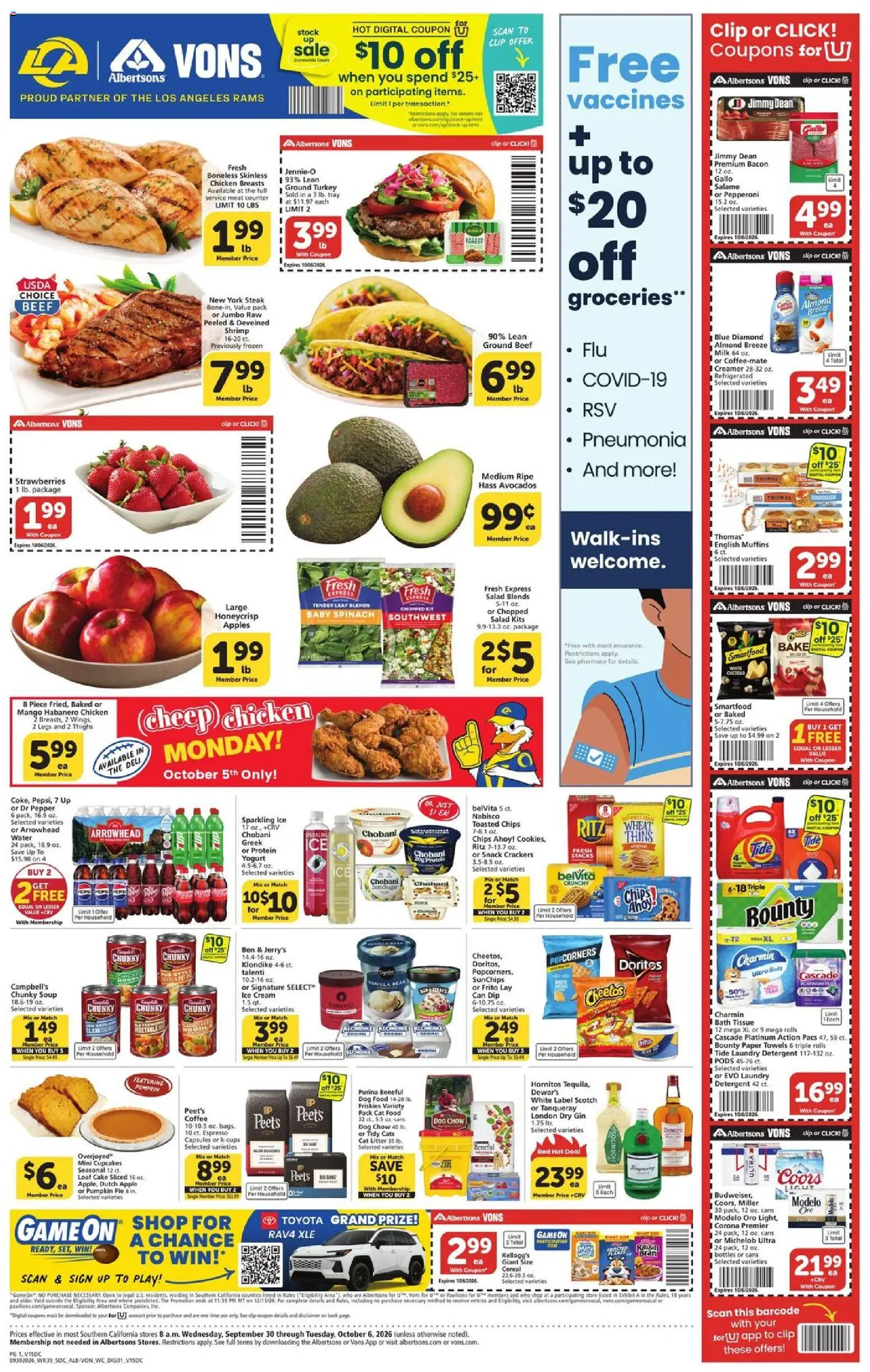 Vons Weekly Ad - valid from 09/30/2026 | Page: 1 | Products: Dog Food, Cat Food, Capsules, Cereal