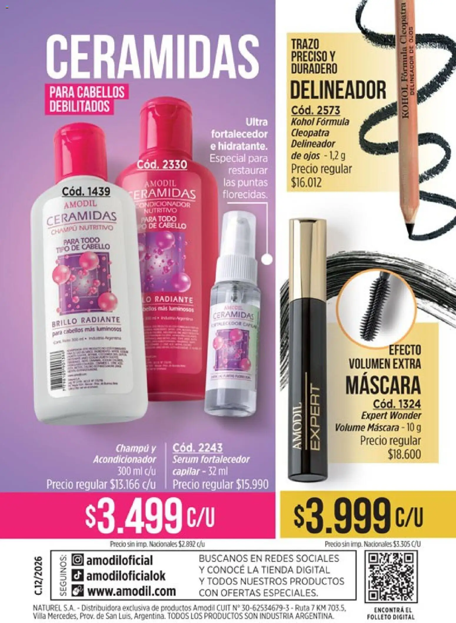 Catálogo Amodil Campaña 12 │ válido desde el 30/06/2026 | Página: 164 | Productos: Serum, Máscara, Delineador de ojos, Champú