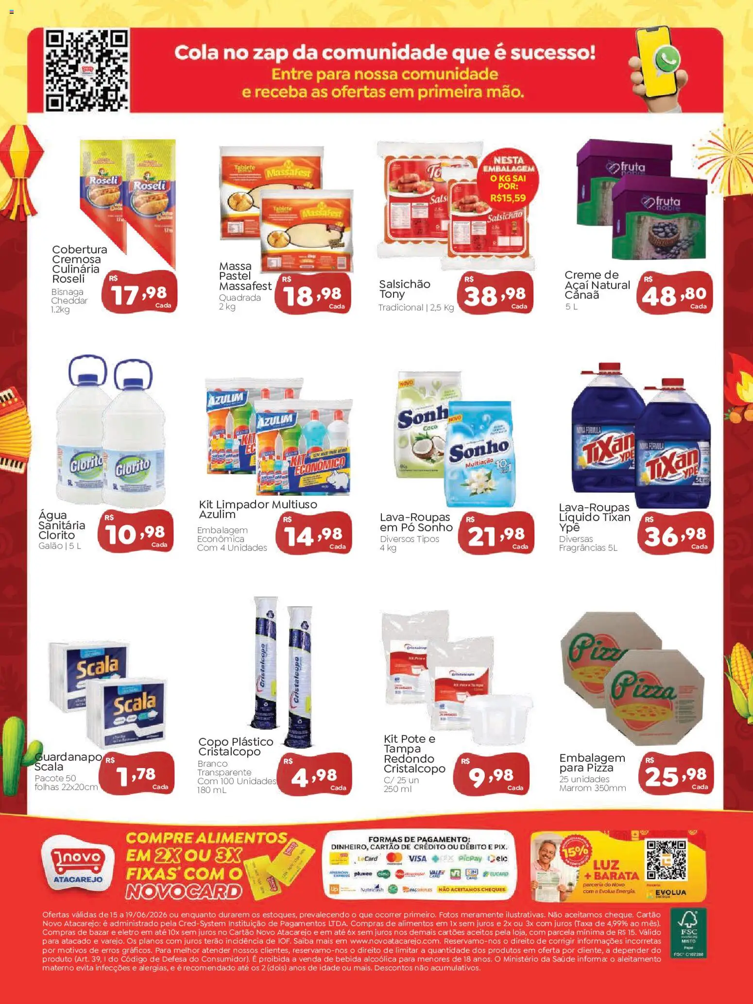 Novo Atacarejo Folheto - válido de 15.06.2026 | Página: 2 | Produtos: Coco, Pizza, Massa, Creme