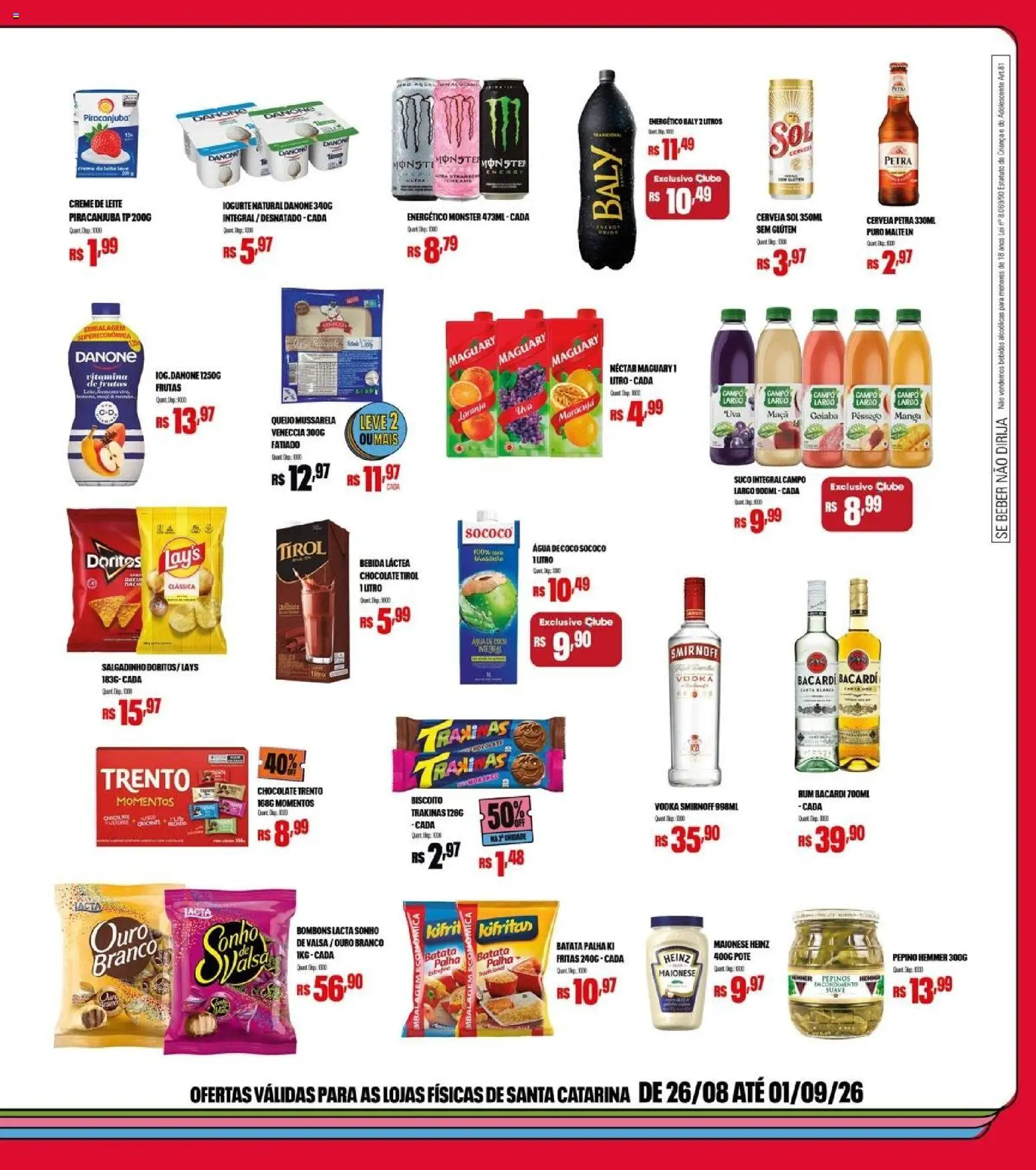 Bistek Supermercados Folheto - válido de 26/08/2026 | Página: 3 | Produtos: Chocolate, Creme de leite, Maionese, Mussarela