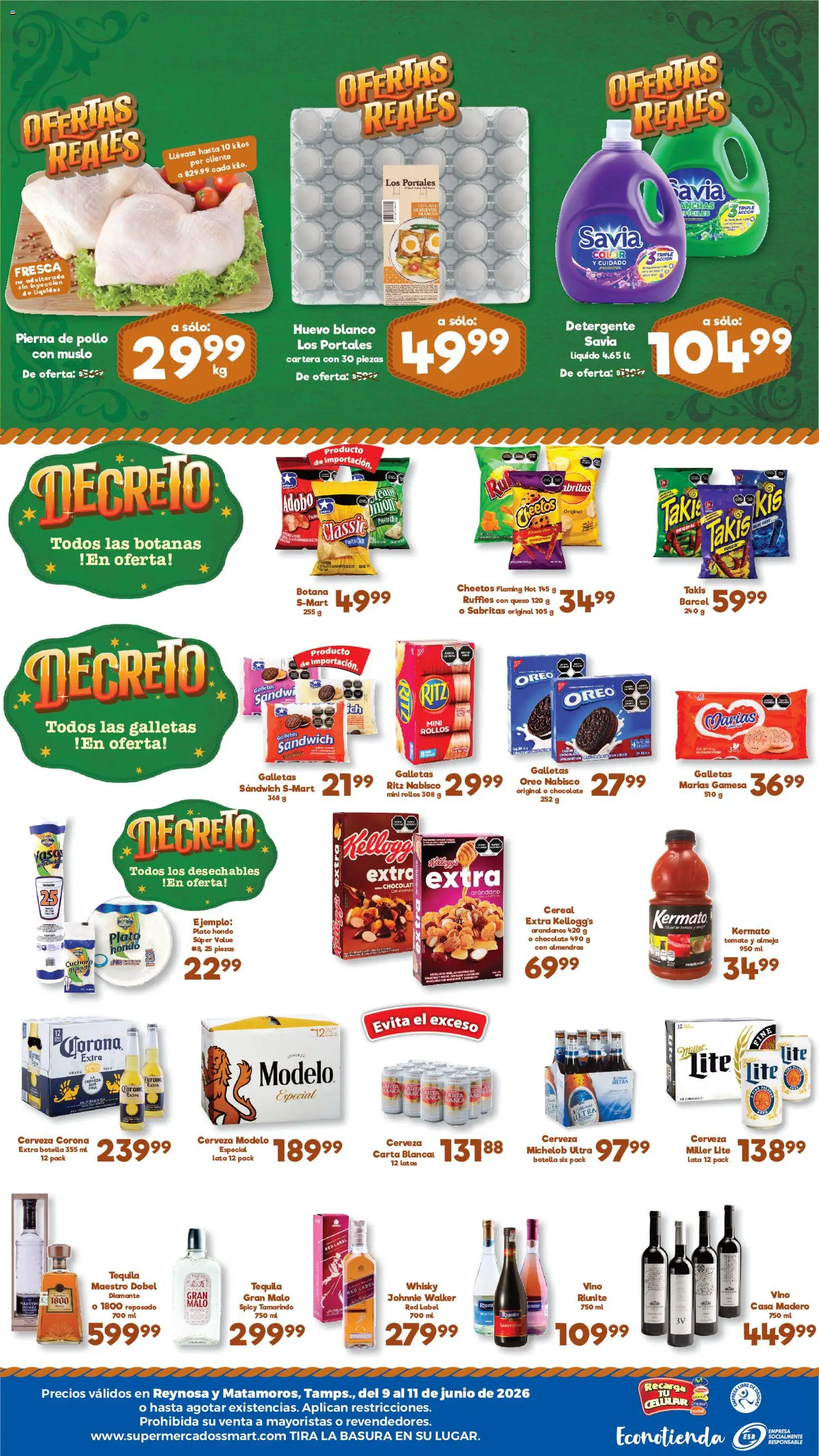 Nuevas ofertas de S-Mart válidas en toda la República Mexicana desde el 09.06.2026. ¡Encuentra las mejores ofertas en S-Mart folleto Ofertas de feria Matamoros! | Página: 2 | Productos: Detergente, Chocolate, Cerveza, Vino