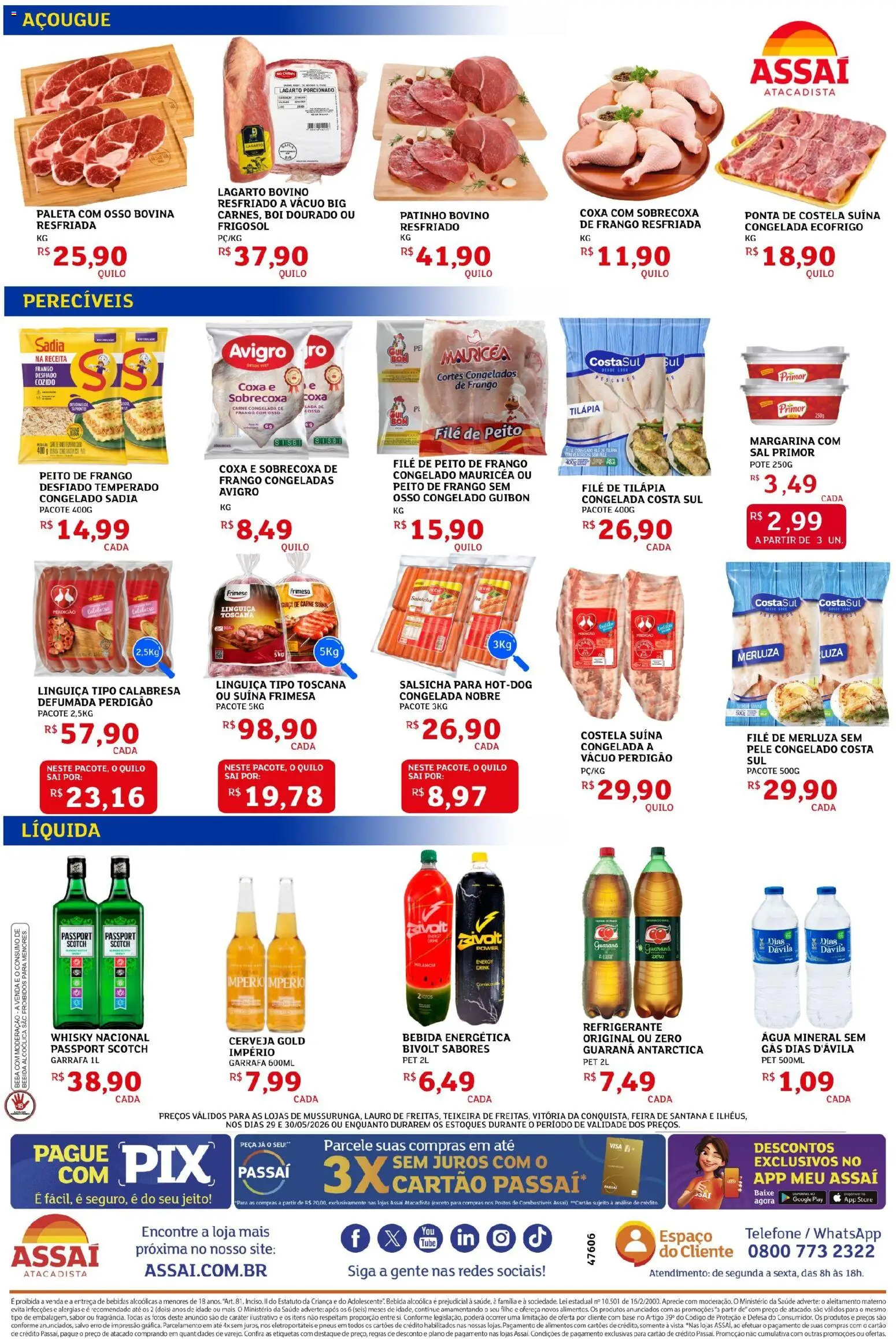 Assaí Atacadista Folheto - válido de 29.05.2026 | Página: 2 | Produtos: Tilápia, Carne, Água mineral, Refrigerante