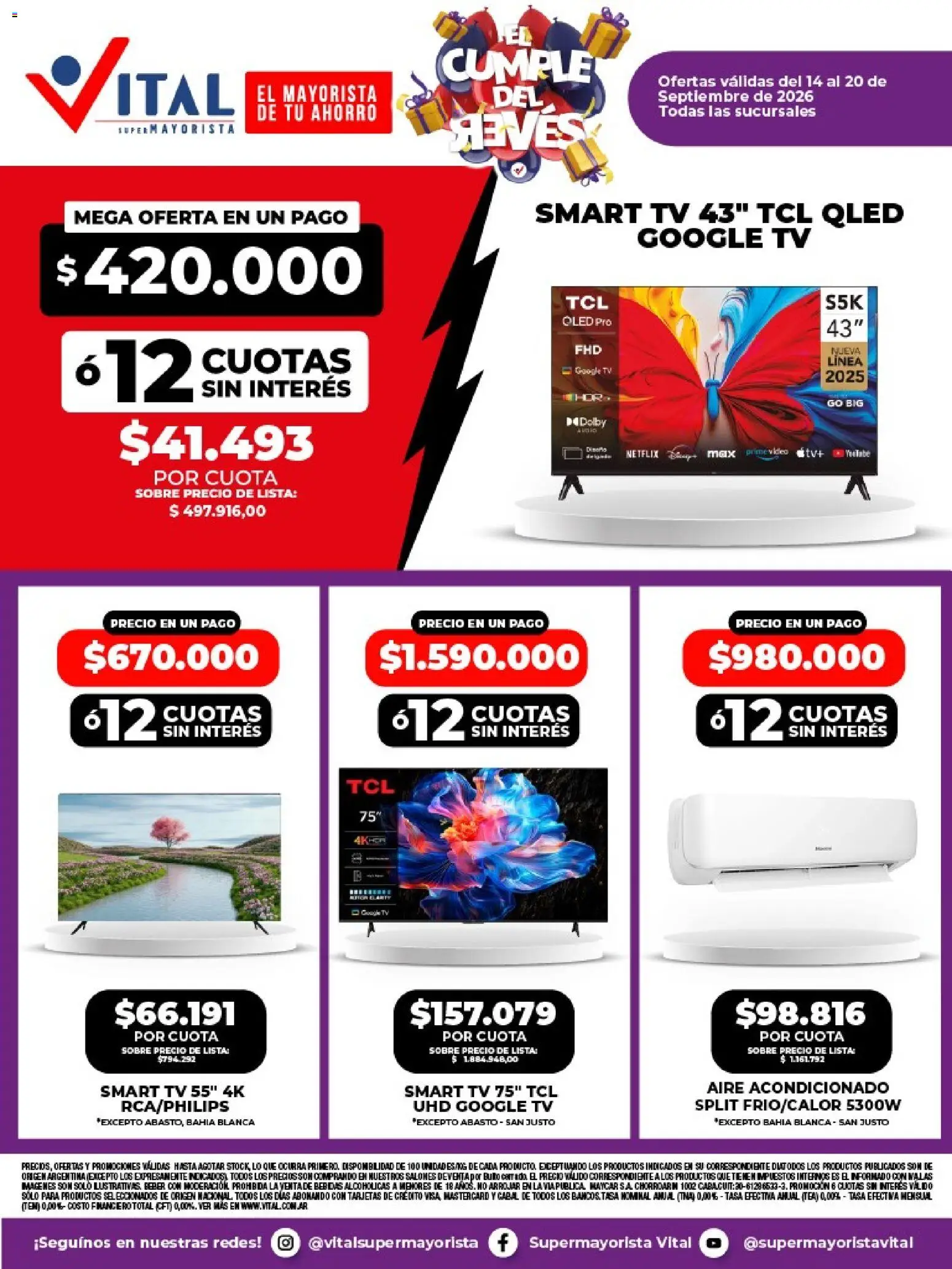 Vital - Especial de nonfood │ válido desde el 14/09/2026 | Página: 1 | Productos: Aire acondicionado, Sobre, Bebidas
