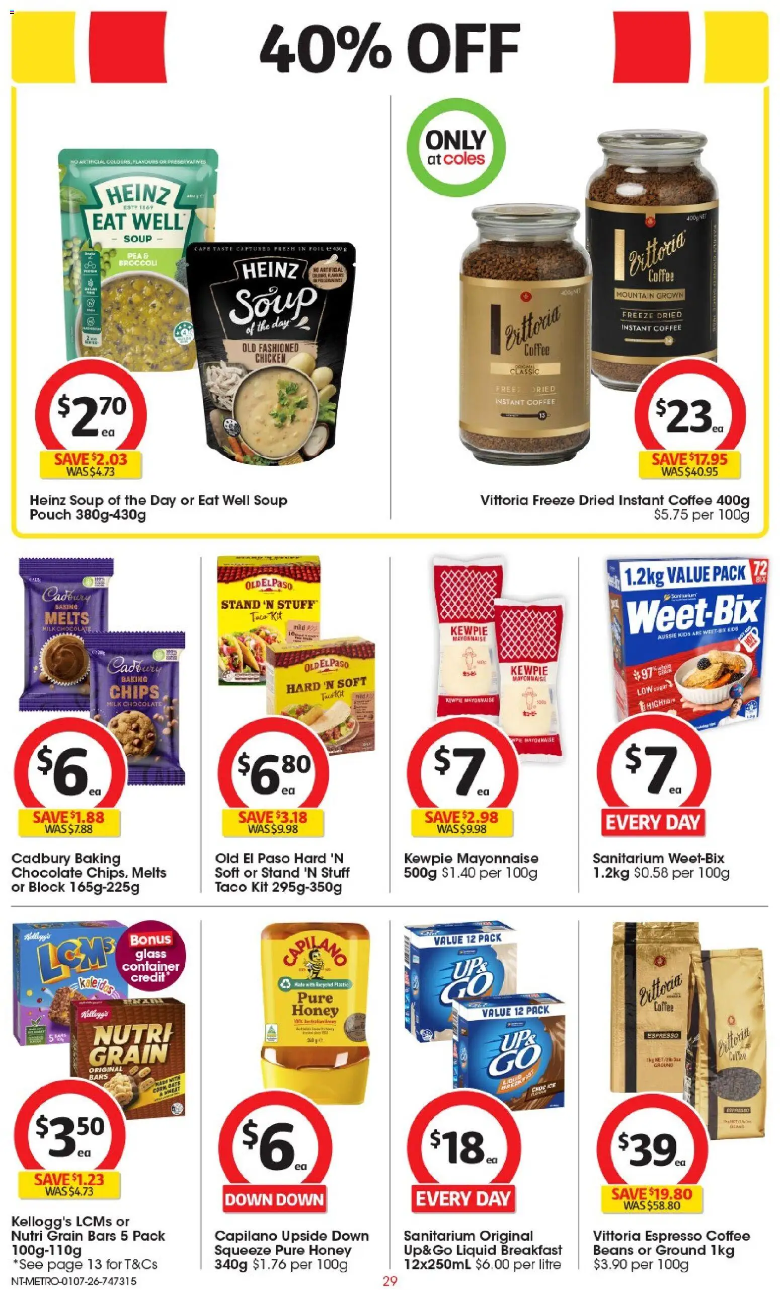 Coles catalogue - valid from 01/07/2026 | Page: 29 | Products: Milk, Chocolate, Chips, Soup