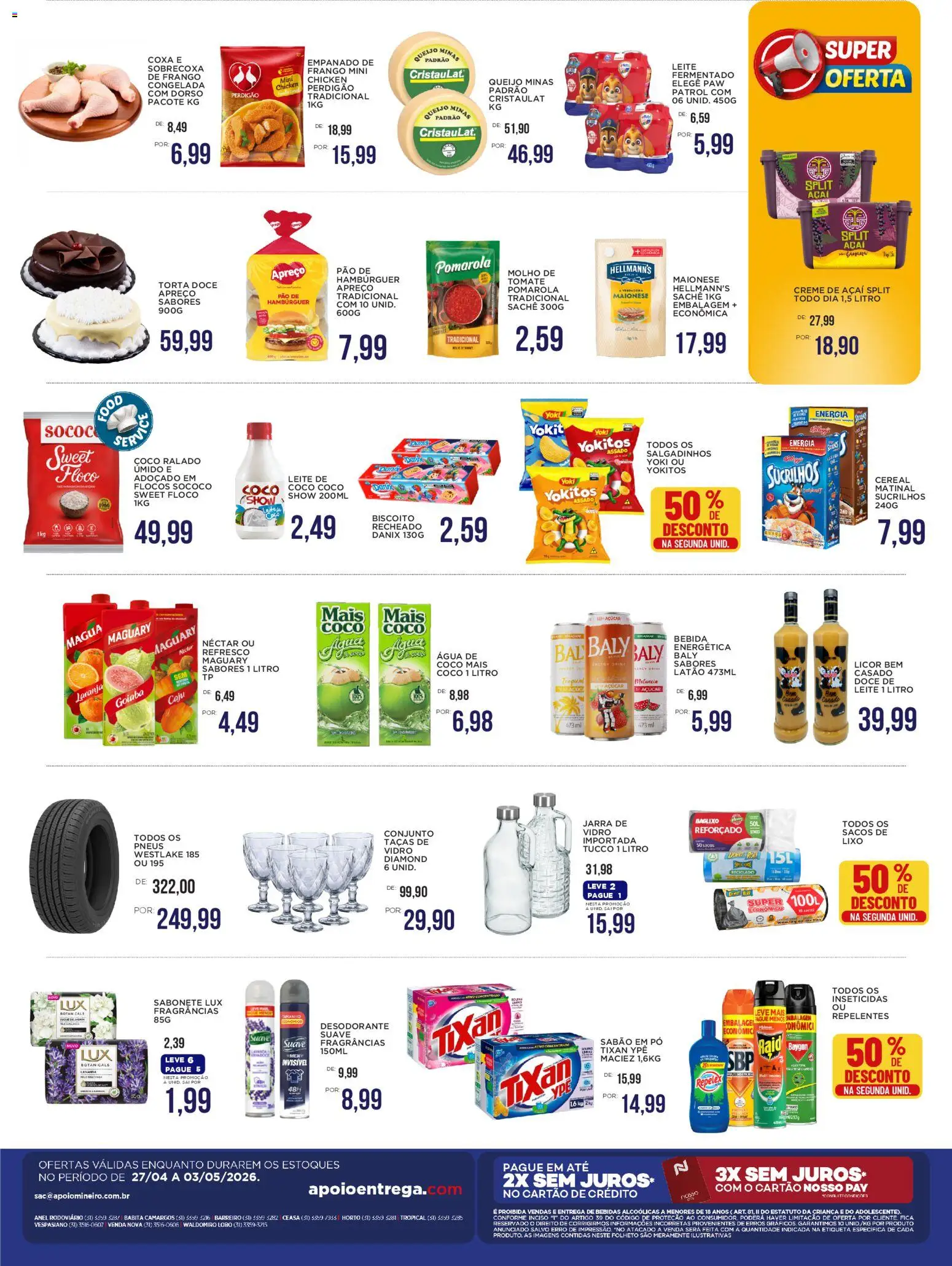 Apoio Mineiro Folheto - válido de 27.04.2026 | Página: 2 | Produtos: Sabão, Desodorante, Flocos, Maionese