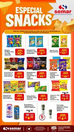 Semar Supermercado ofertas Snacks - Pré-Visualização do folheto da loja Semar Supermercado, válido de 22/10/2026