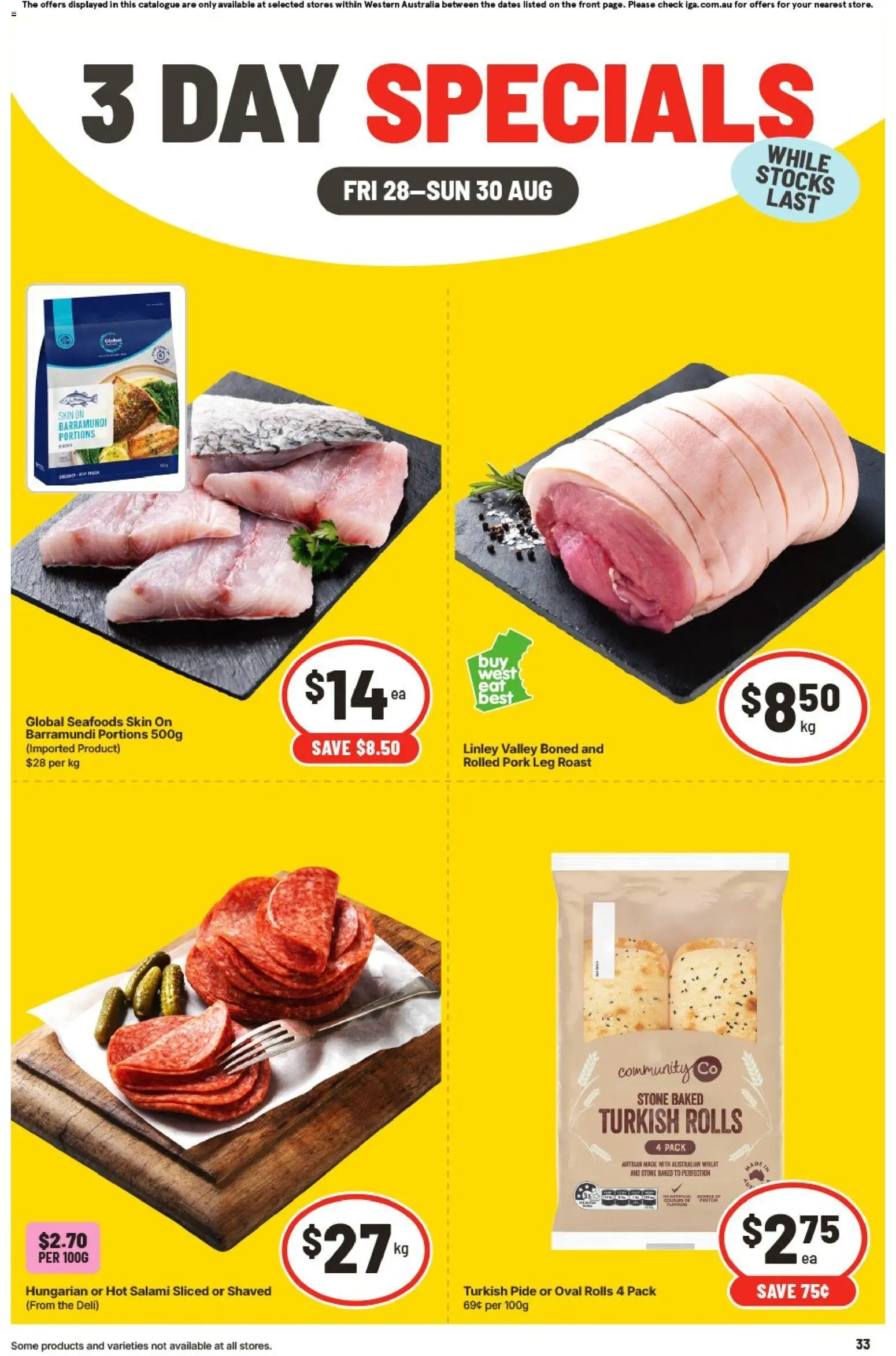 IGA catalogue - valid from 28/08/2026 | Page: 1 | Products: Salami, Pork, Wheat, Roast