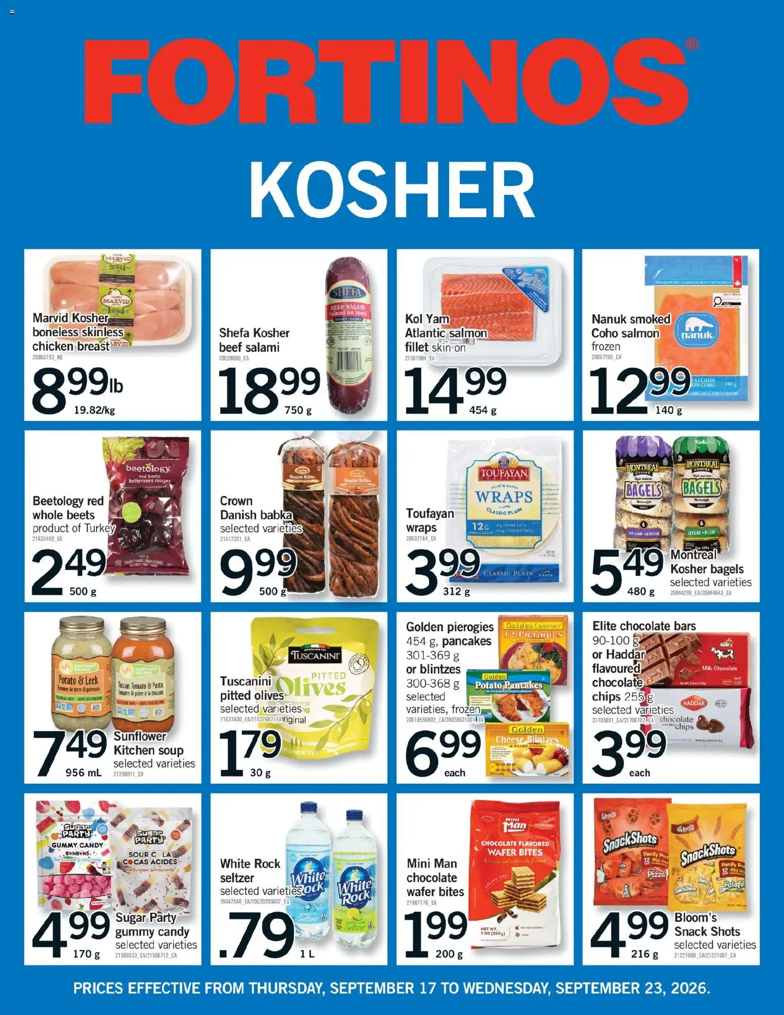 Fortinos flyer valid from Sep 17, 2026 | Page: 33 | Products: Sugar, Turkey, Olives, Pizza