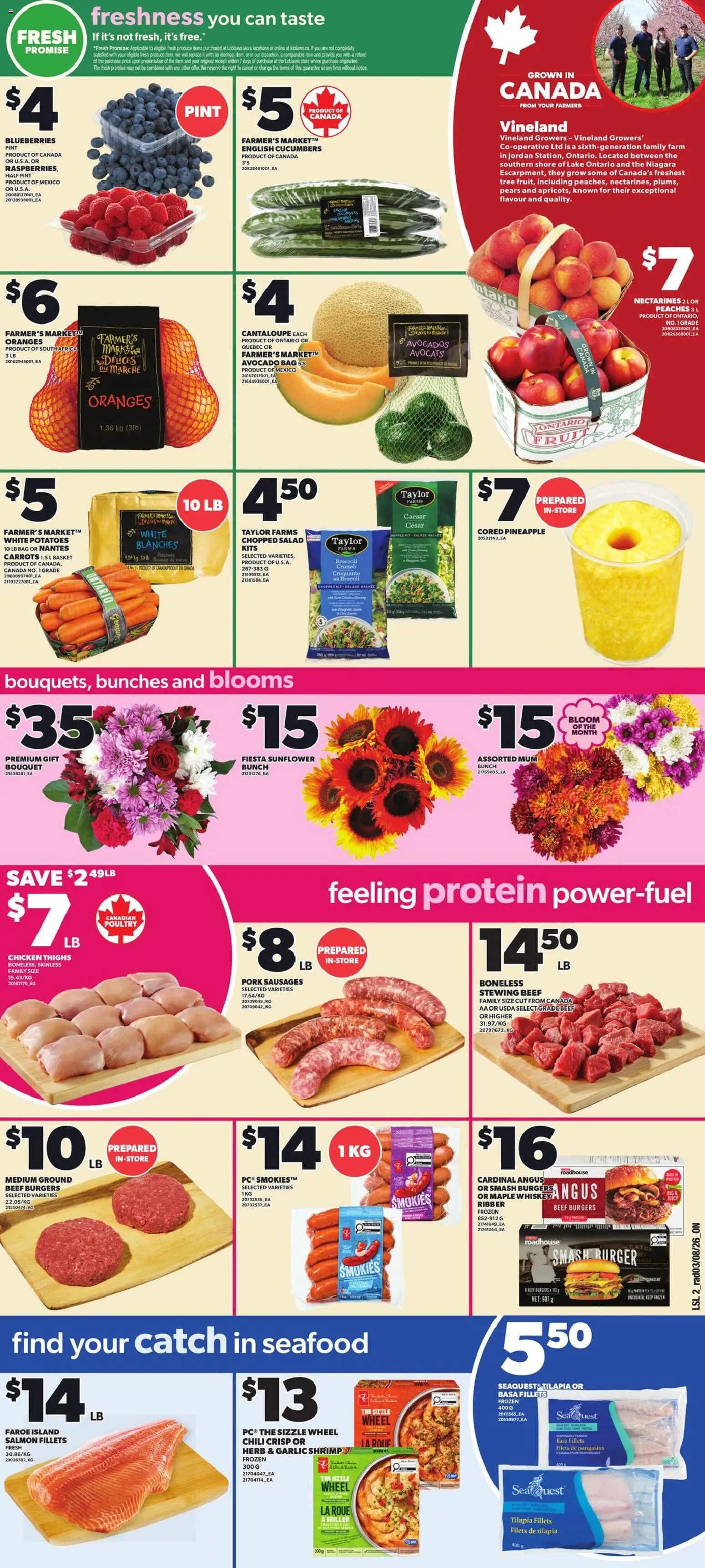 Loblaws flyer valid from Aug 6, 2026 | Page: 3 | Products: Beef, Potatoes, Bag, Basket