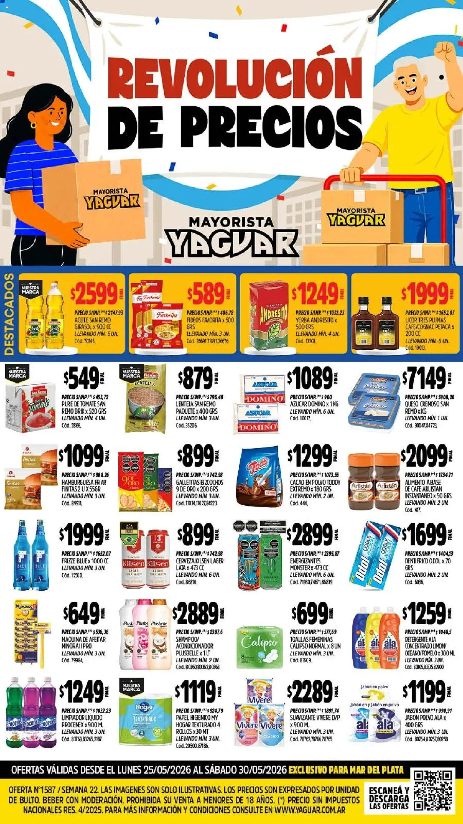 Yaguar - Oferta Semanal Mar del Plata │ válido desde el 25.05.2026 | Página: 1 | Productos: Azucar, Jabón en polvo, Café, Fideos