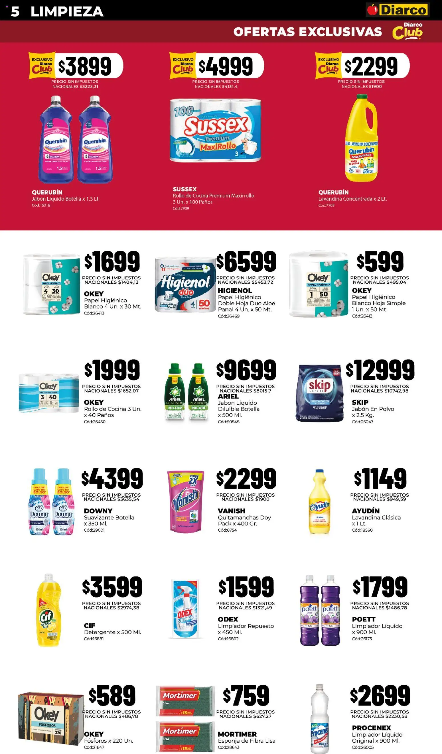 Diarco - Ofertas Pueblo Sur │ válido desde el 03/08/2026 | Página: 5 | Productos: Botella, Rollos de cocina, Quitamanchas, Esponja