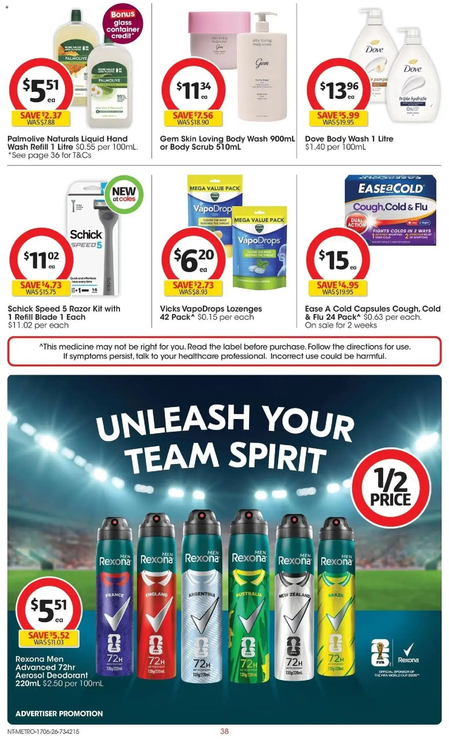 Coles catalogue - valid from 16.06.2026 | Page: 38 | Products: Gem, Scrub, Razor, Body scrub