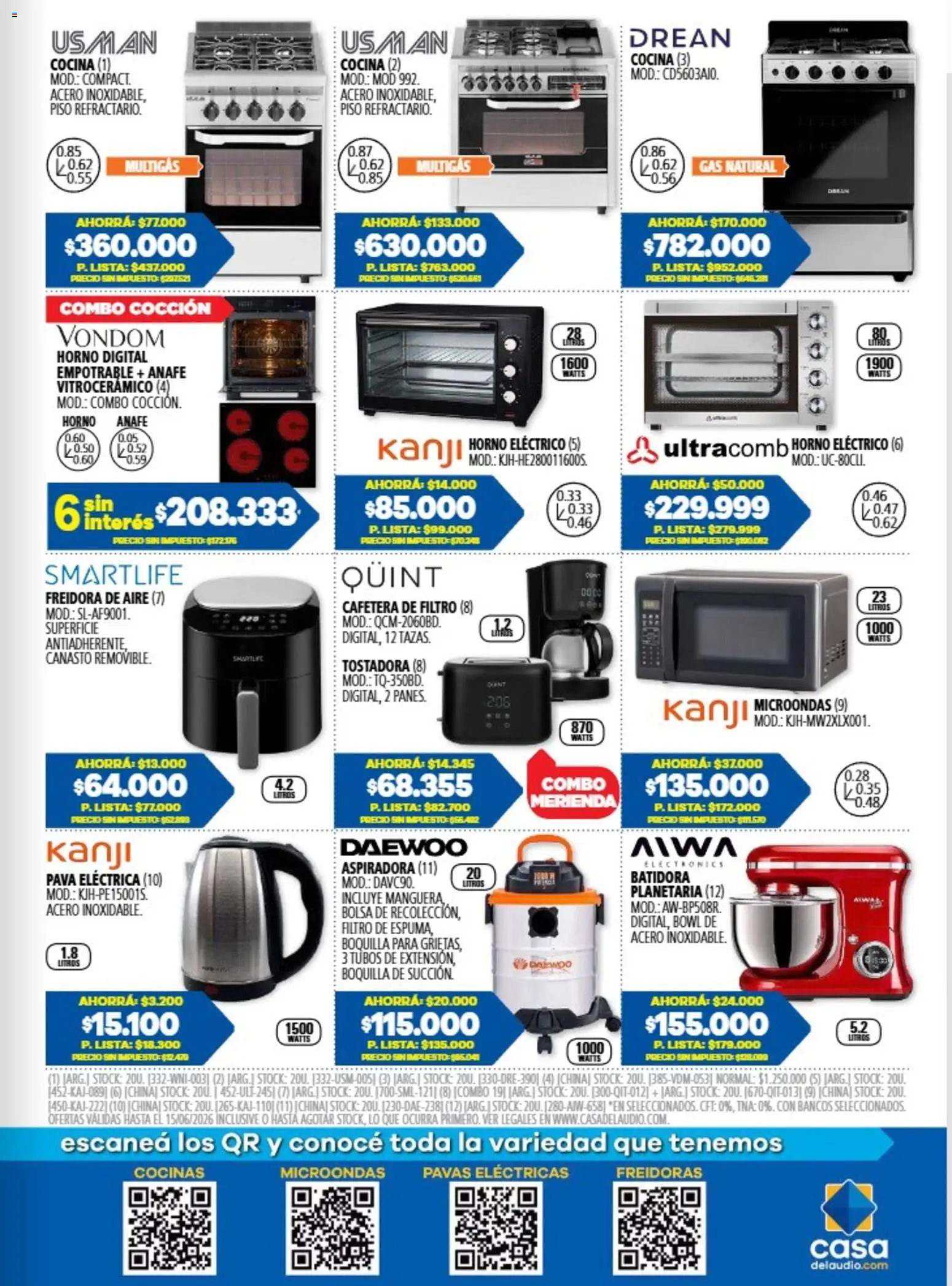 Casa del Audio catálogo │ válido desde el 16.06.2026 | Página: 7 | Productos: Horno, Aspiradora, Manguera, Freidora de aire
