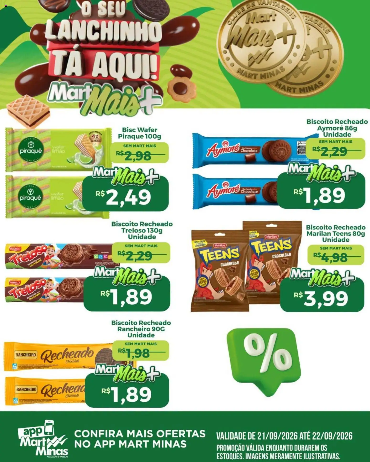 Mart Minas Folheto - válido de 21/09/2026 | Página: 2 | Produtos: Biscoito, Chocolate, Biscoito recheado