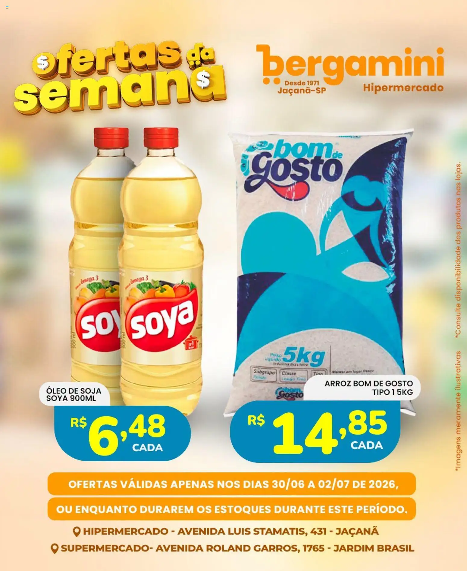 Supermercado Bergamini Folheto - válido de 30/06/2026 | Página: 5 | Produtos: Ômega 3, Óleo, Arroz, Soja