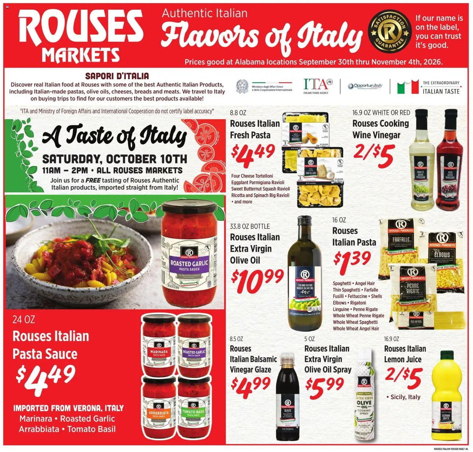 Rouses Monthly Ad - valid from 09/30/2026 | Page: 1 | Products: Butternut squash, Olive oil, Garlic, Eggplant
