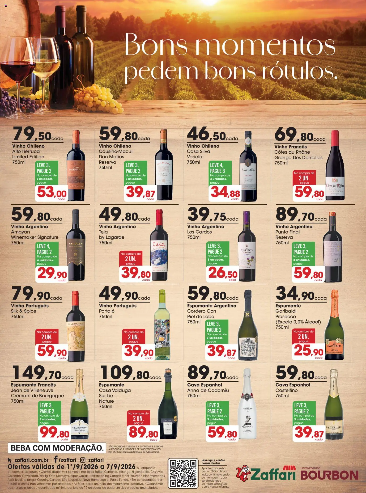 Zaffari Folheto - válido de 01/09/2026 | Página: 1 | Produtos: Espumante, Porta, Vinho, Bourbon
