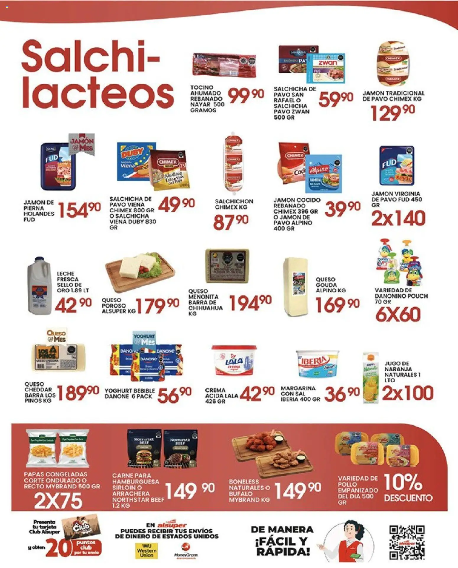 Nuevas ofertas de Alsuper válidas en toda la República Mexicana desde el 19.05.2026. ¡Encuentra las mejores ofertas en Alsuper folleto Casas Grandes! | Página: 3 | Productos: Jamón cocido, Crema, Barra, Salami