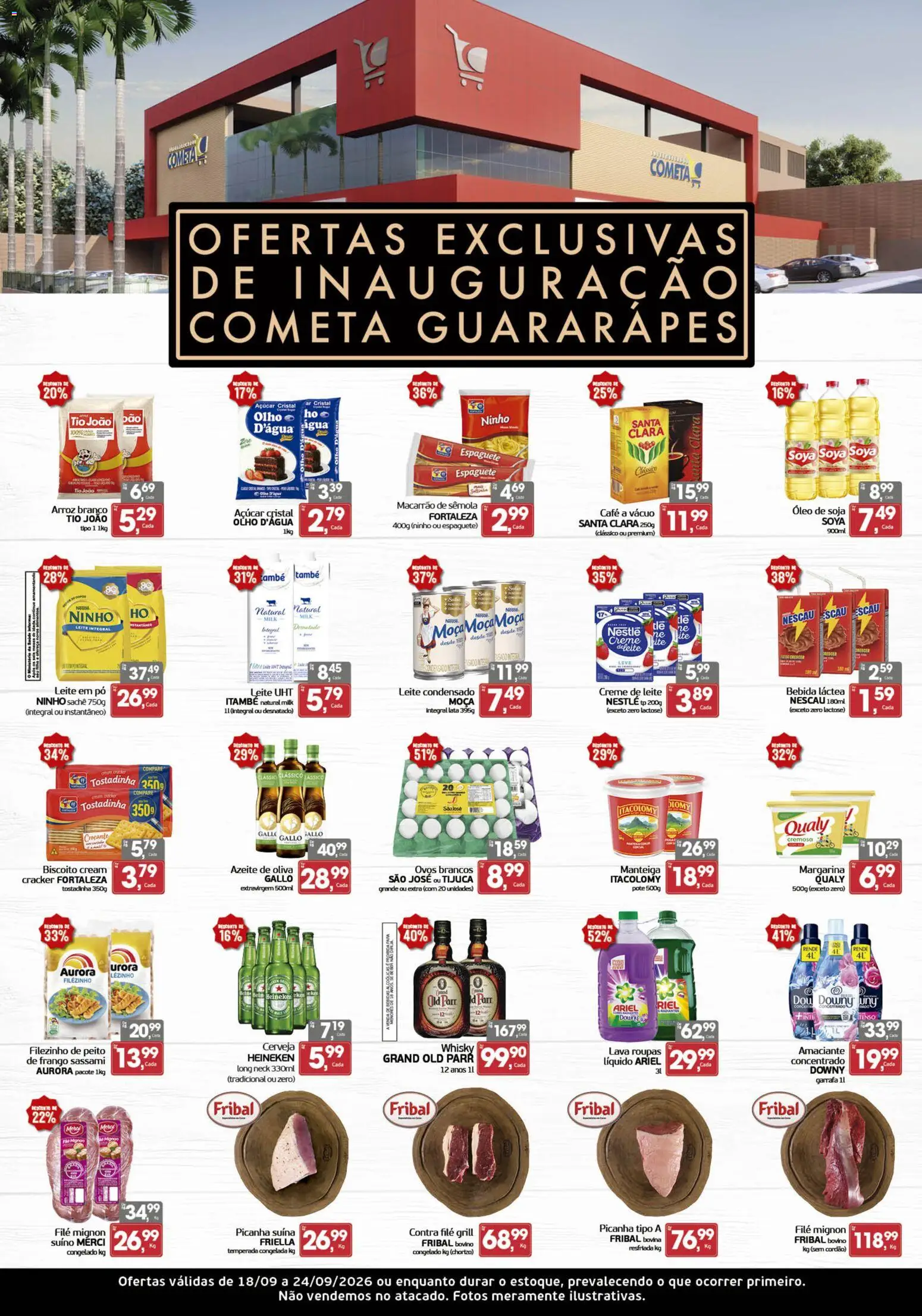 Cometa Supermercados Folheto - válido de 18/09/2026 | Página: 1 | Produtos: Espaguete, Manteiga, Azeite, Leite em pó