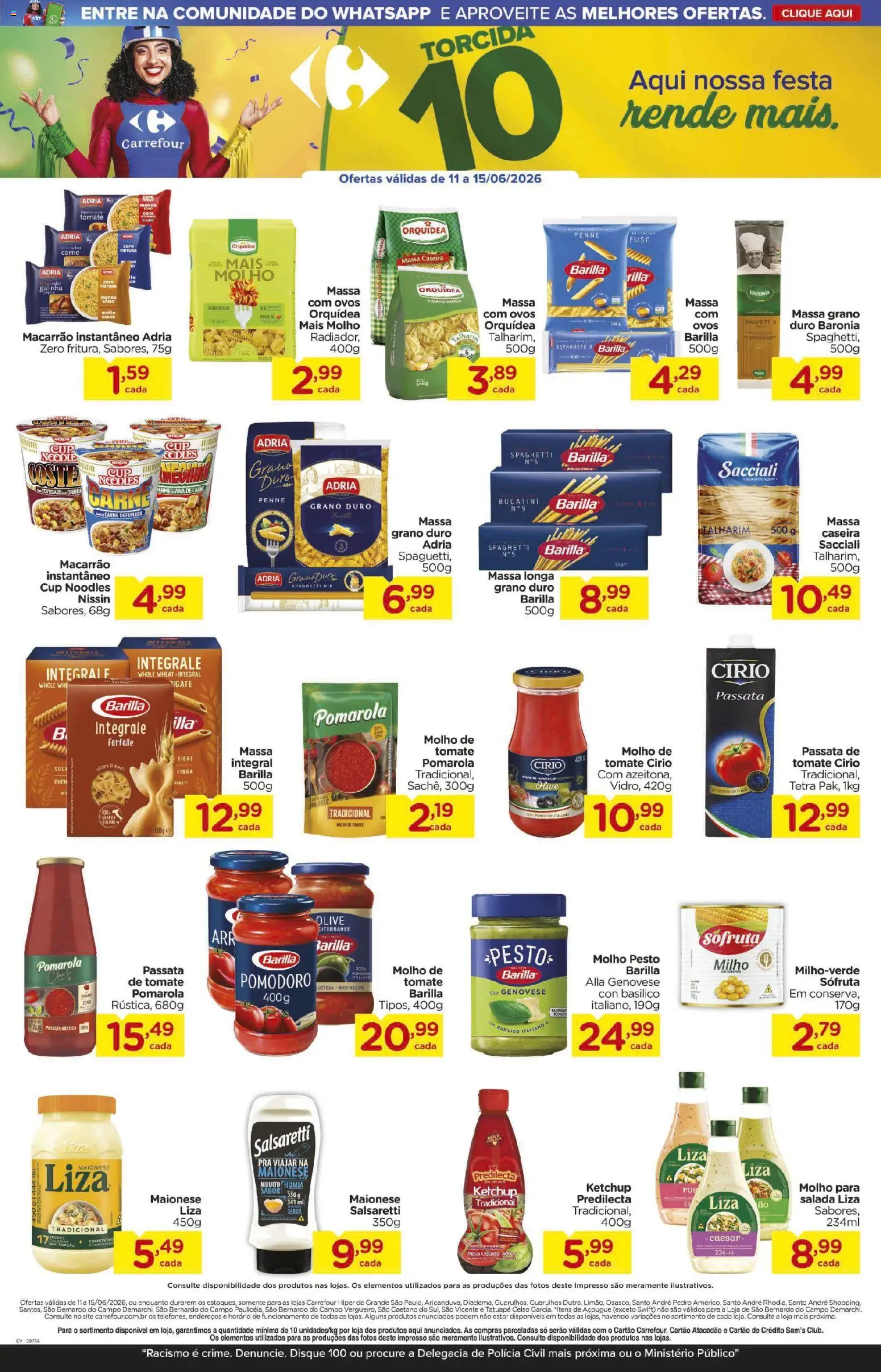 Carrefour Folheto - válido de 11.06.2026 | Página: 3 | Produtos: Espaguete, Macarrão, Macarrão instantâneo, Maionese