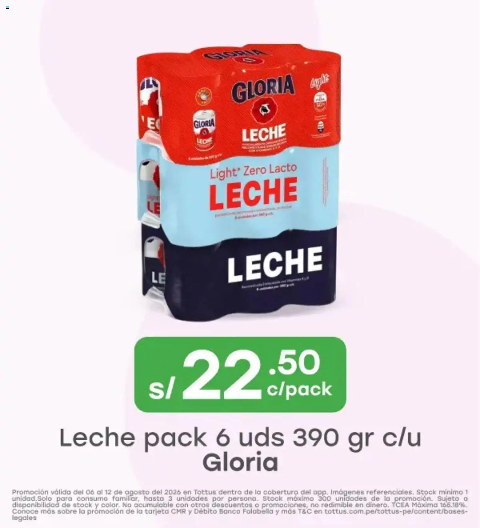 Catálogo Tottus válido desde 06/08/2026 | Página: 1 | Productos: Leche
