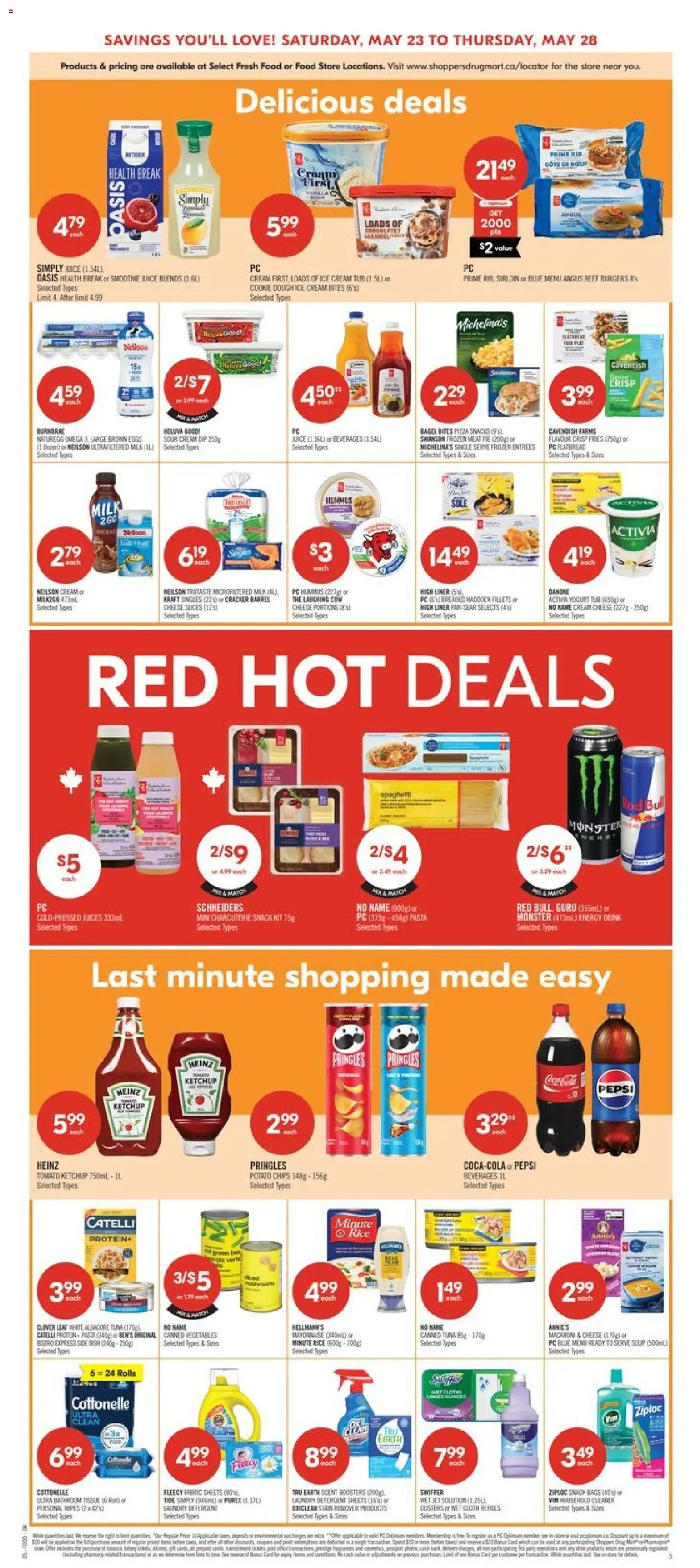Shoppers flyer valid from 22.05.2026 | Page: 6 | Products: Ketchup, Eggs, Pizza, Juice