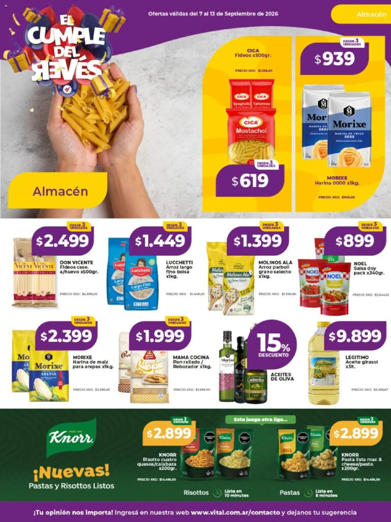 Vital - Ofertas │ válido desde el 07/09/2026 | Página: 17 | Productos: Bolsa, Harina, Pasta, Spaghetti
