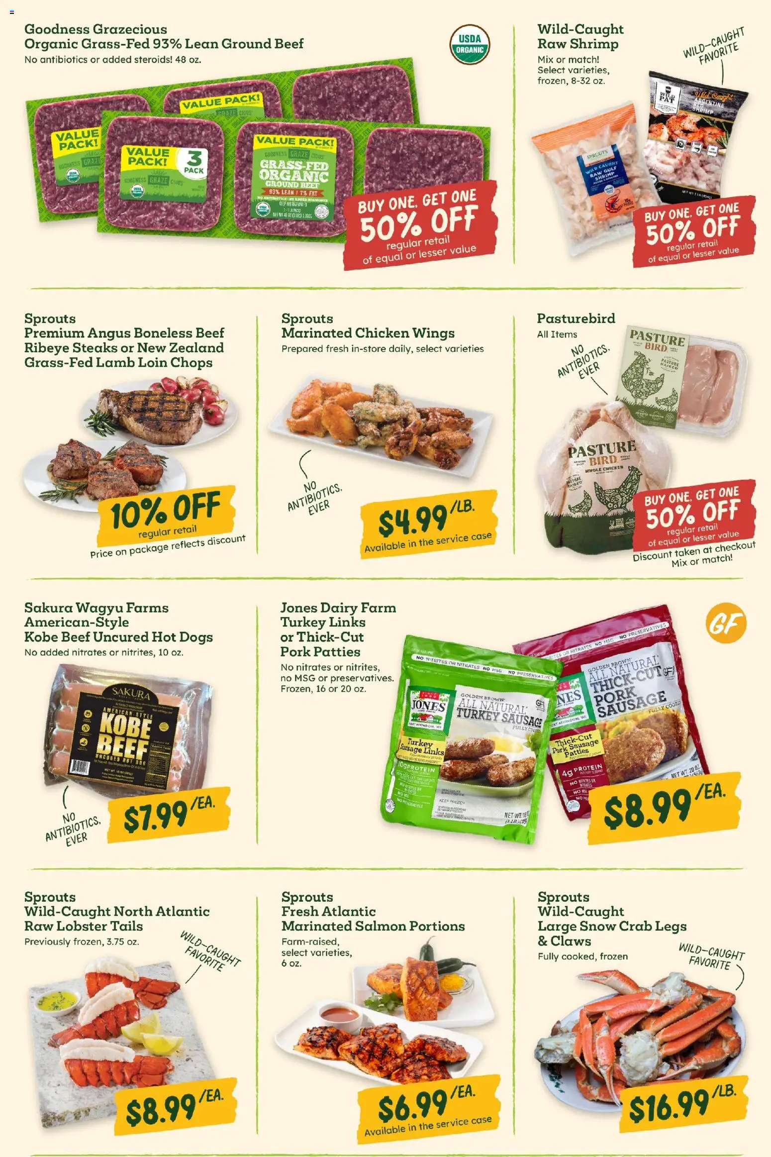 Sprouts Weekly Ad - valid from 08/26/2026 | Page: 4 | Products: Chicken, Chicken wings, Sausage, Ground beef