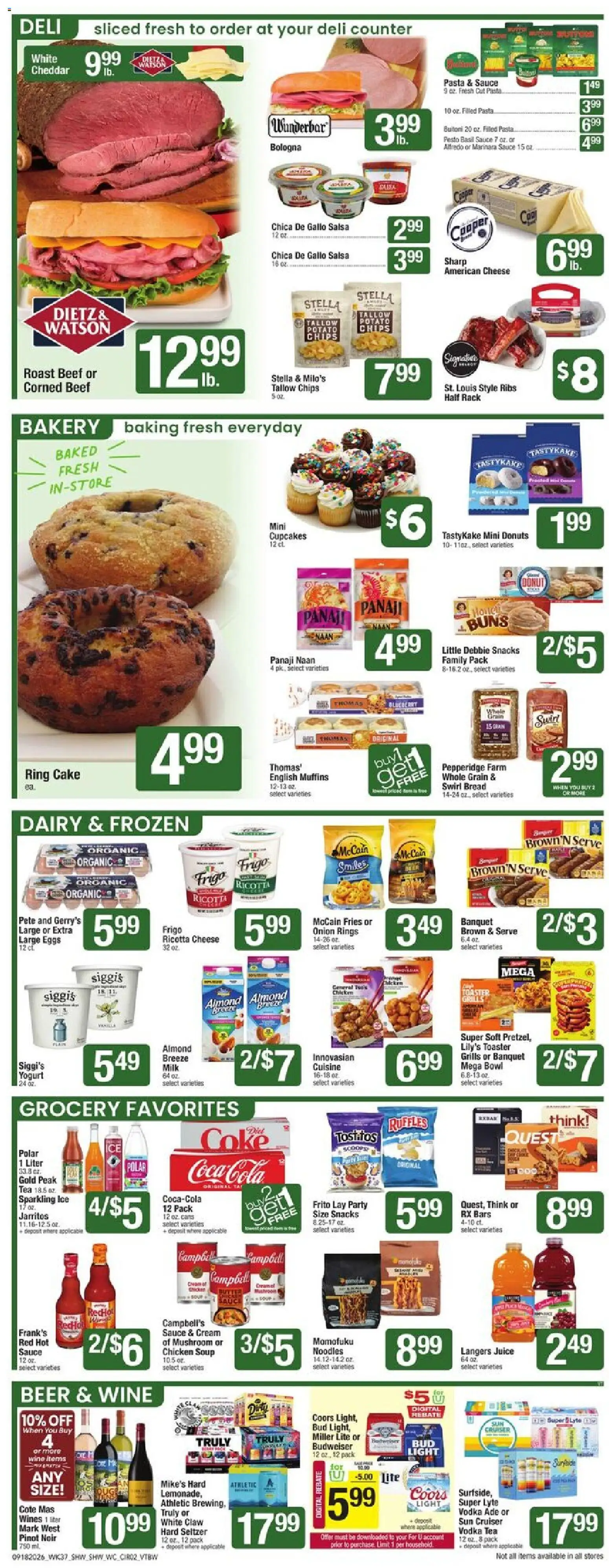 Shaw's Weekly Ad - valid from 09/18/2026 | Page: 2 | Products: Ring, Beer, Pasta, Muffins