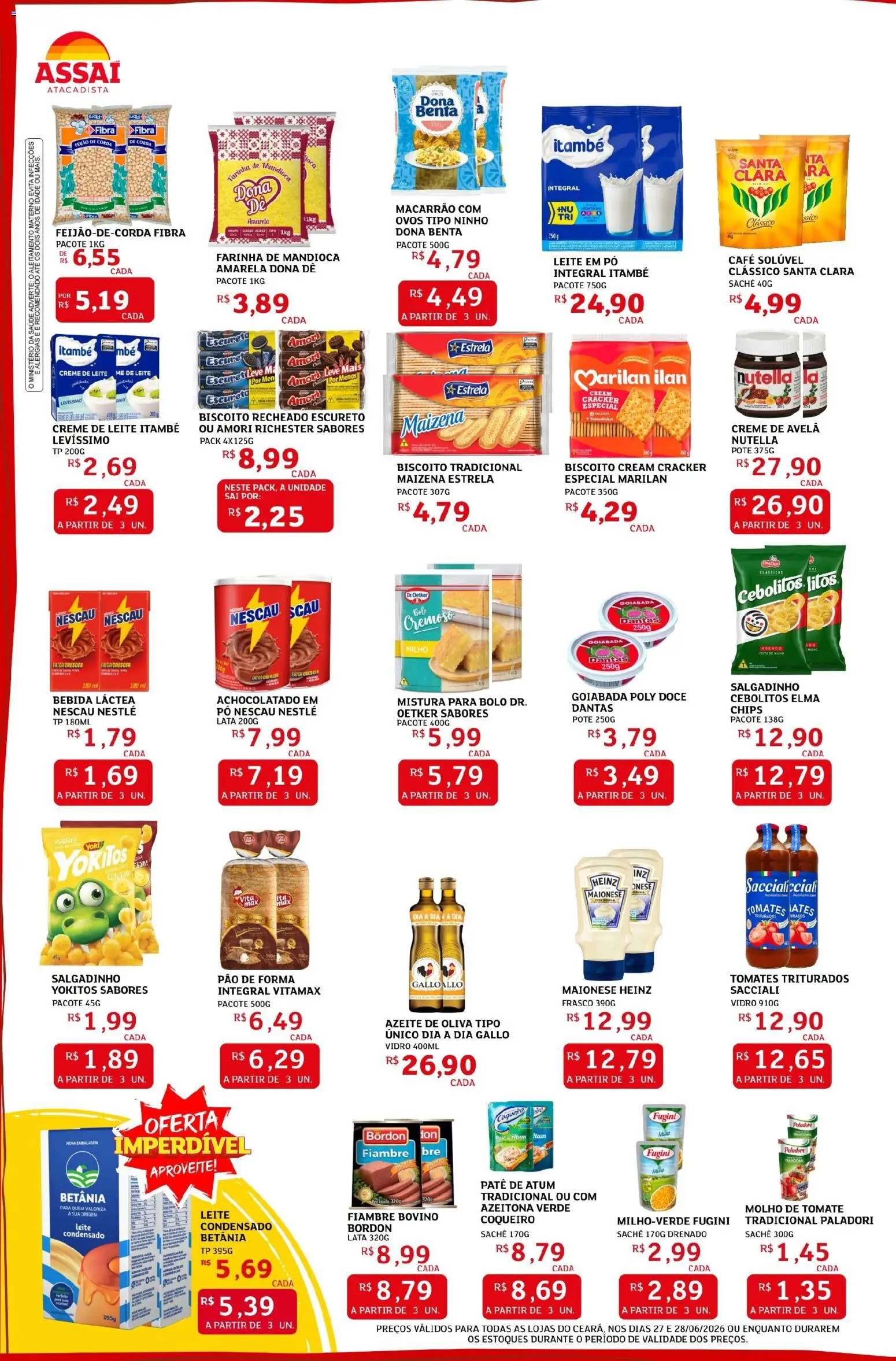 Assaí Atacadista Folheto - válido de 27/06/2026 | Página: 3 | Produtos: Pó, Maionese, Cream cracker, Azeite