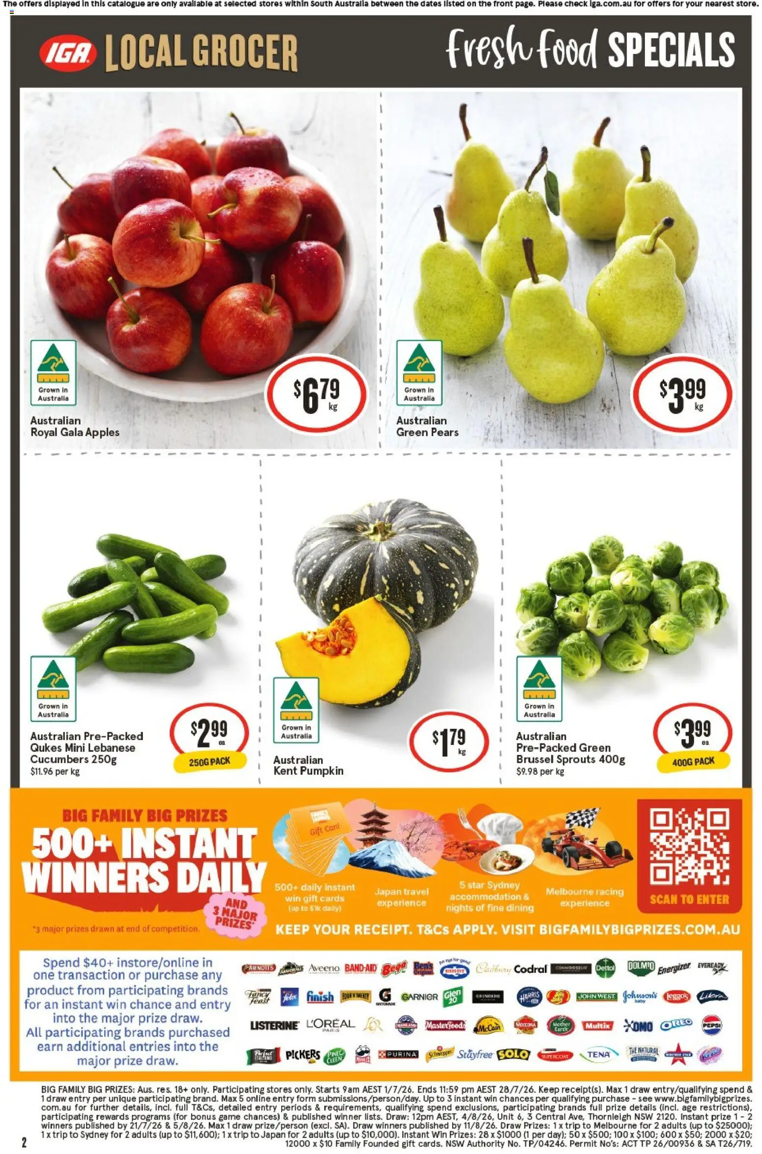 IGA catalogue - valid from 01/07/2026 | Page: 3 | Products: Apples, Pepsi, Cucumbers, Game