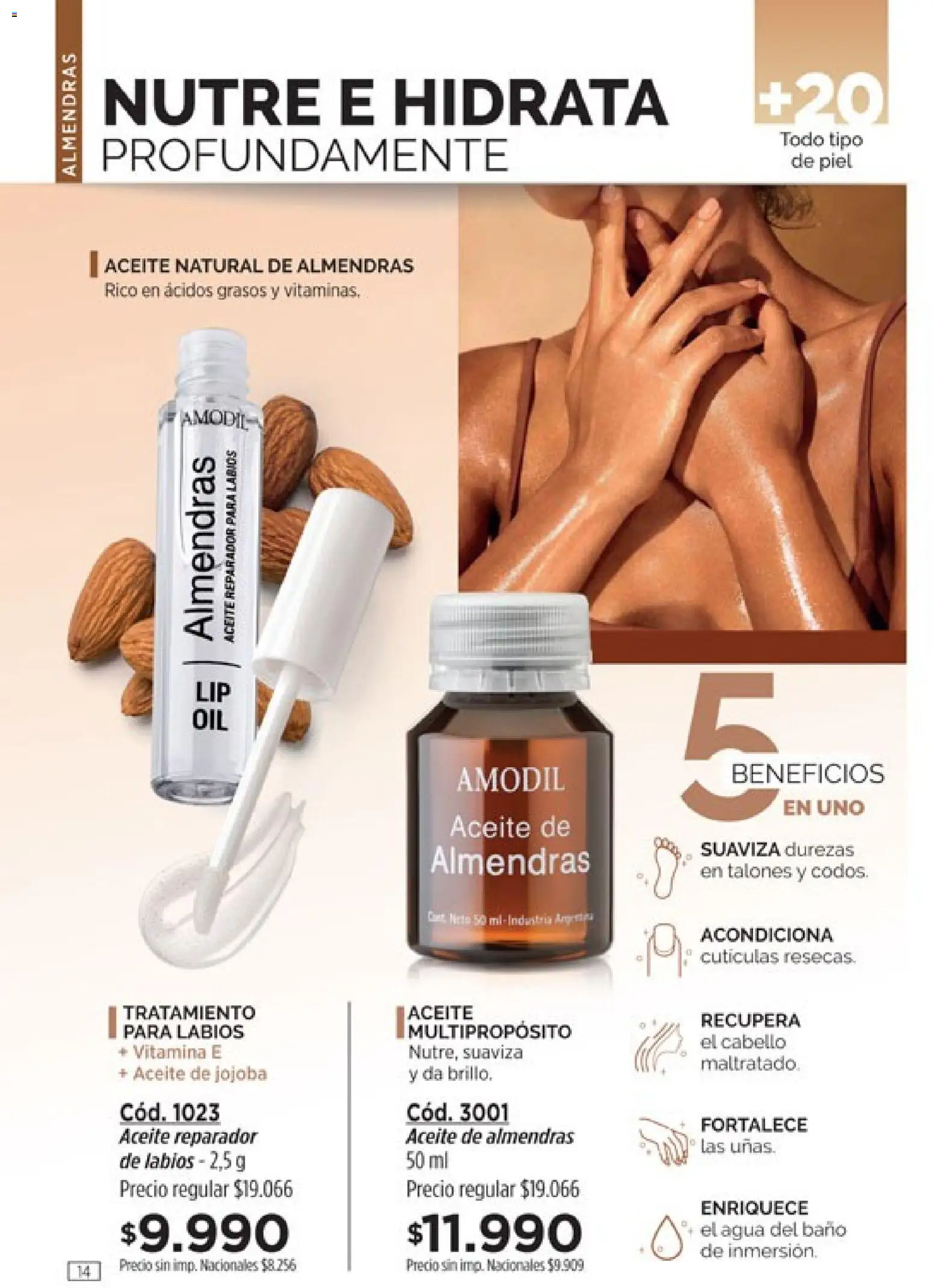 Catálogo Amodil Campaña 15 │ válido desde el 26/08/2026 | Página: 14 | Productos: Almendras, Baño, Aceite, Agua
