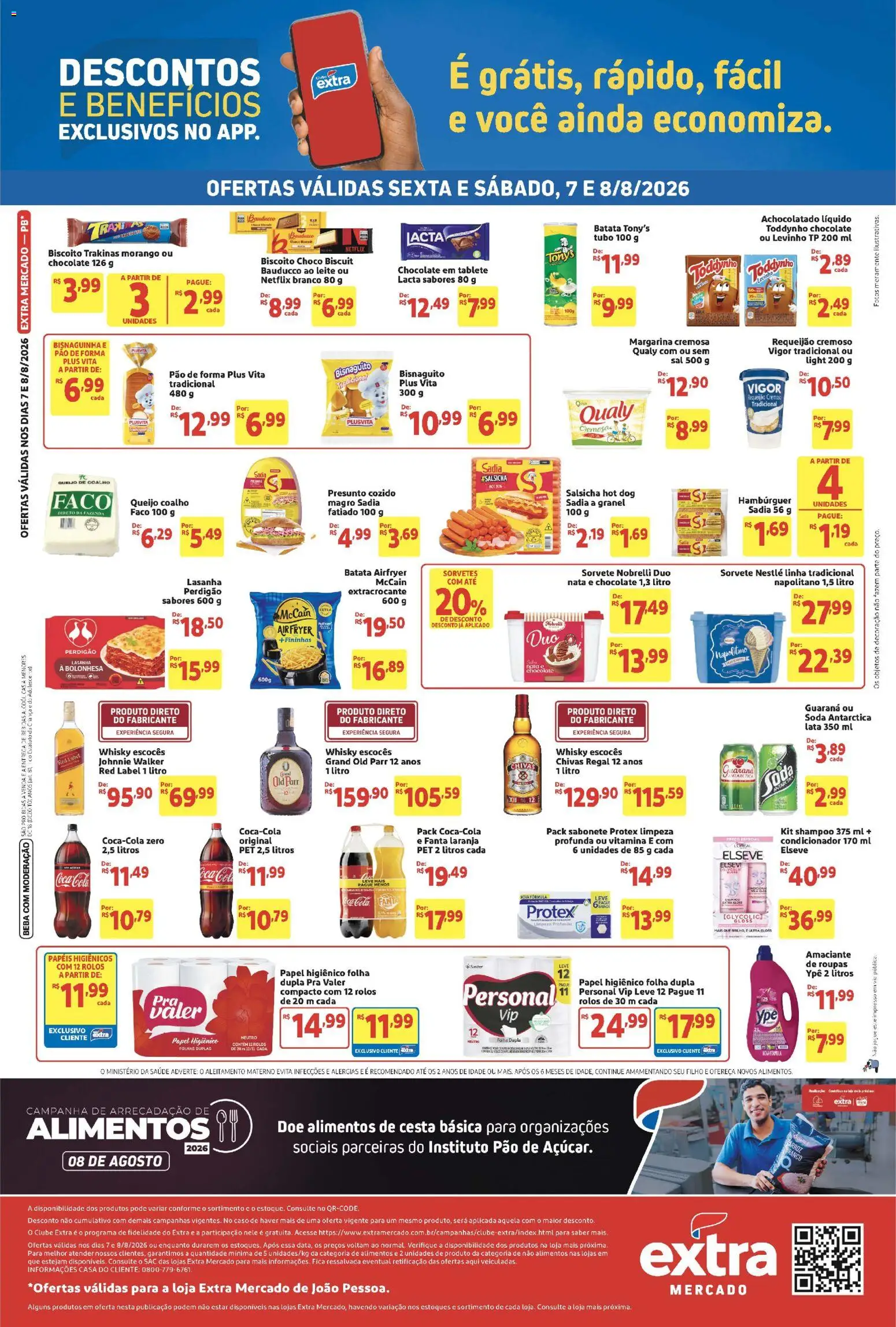 Extra Folheto - válido de 07/08/2026 | Página: 2 | Produtos: Chia, Leite, Pão de forma, Papel higiênico