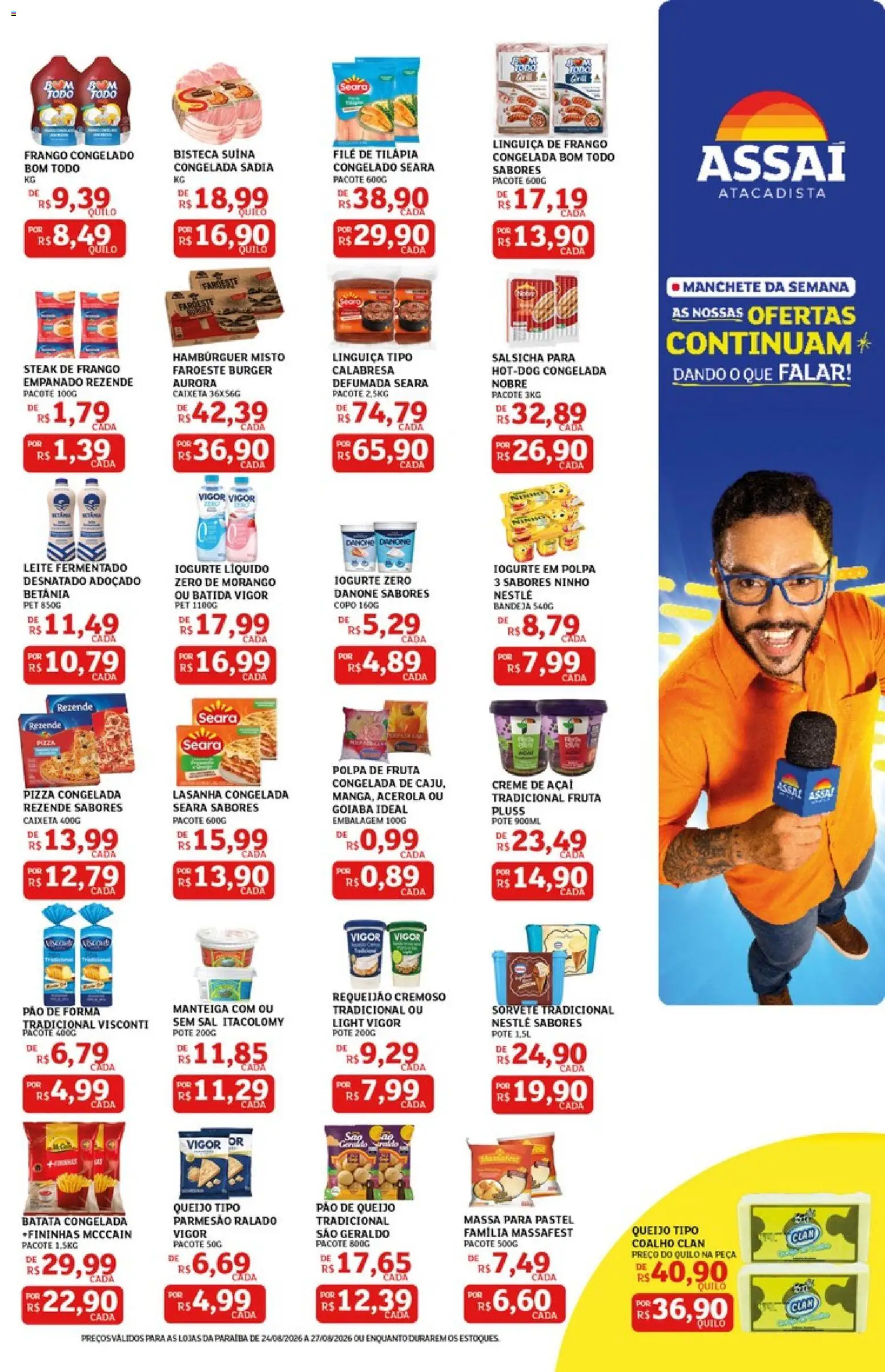 Assaí Atacadista Folheto - válido de 24/08/2026 | Página: 3 | Produtos: Leite, Lasanha, Sorvete, Batata
