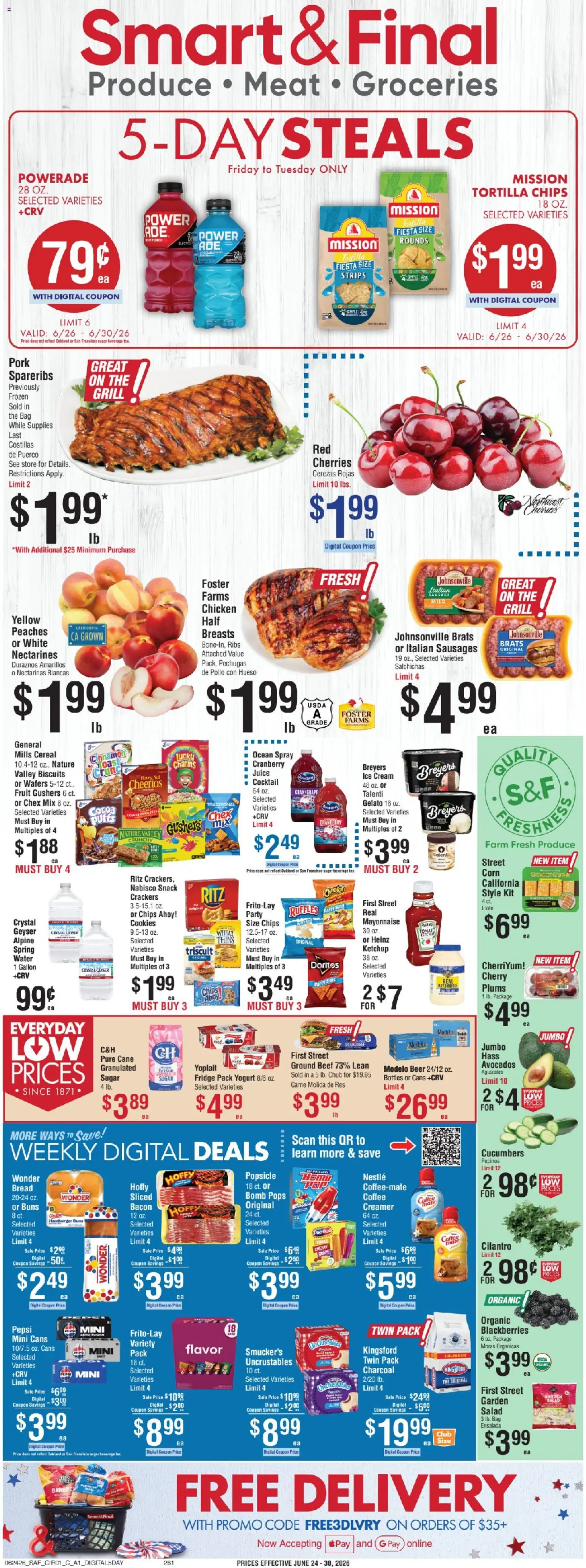 Smart & Final Weekly Ad - valid from 06/26/2026 | Page: 1 | Products: Coffee, Ketchup, Cookies, Sugar