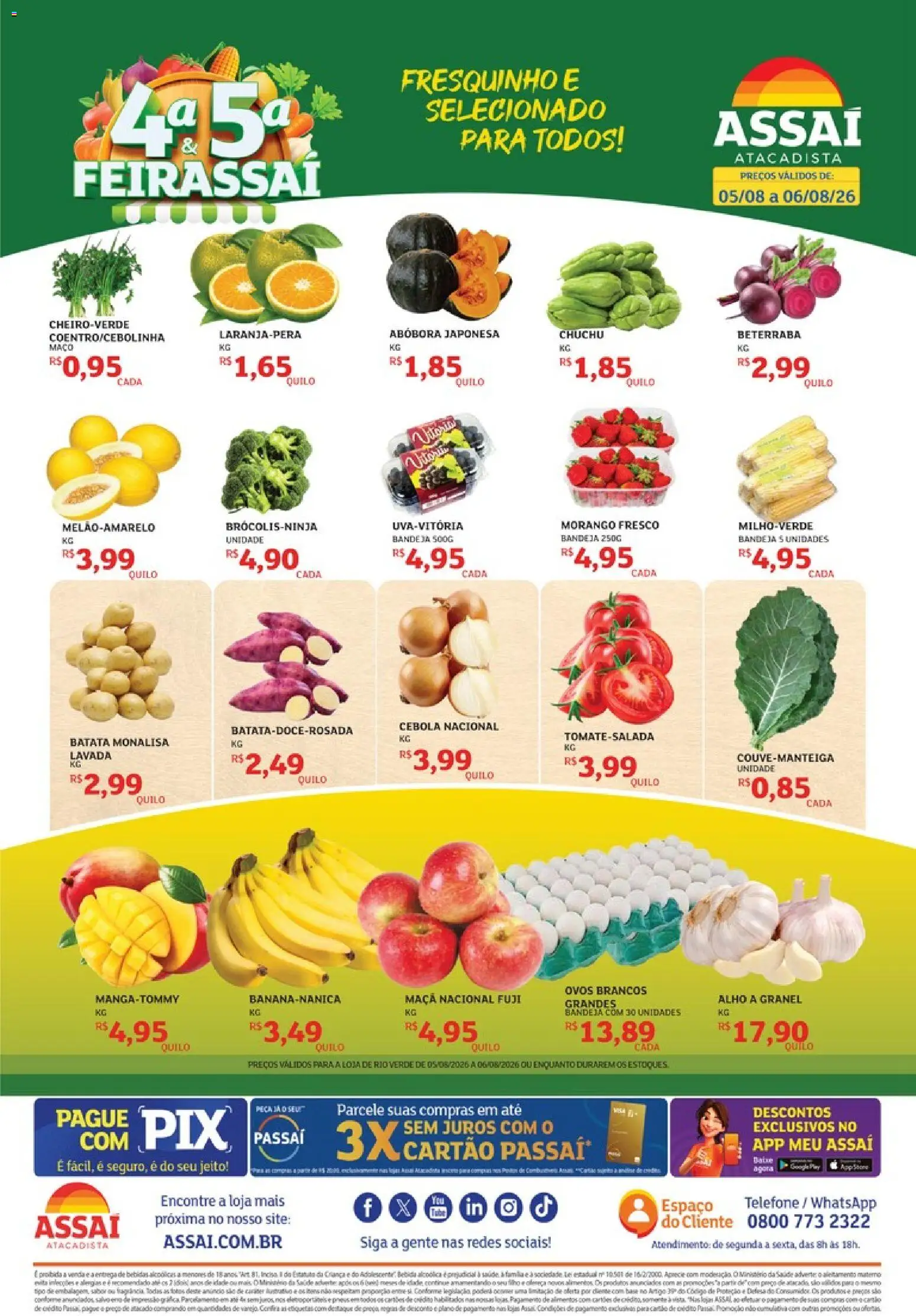Assaí Atacadista Folheto - válido de 05/08/2026 | Página: 1 | Produtos: Beterraba, Bandeja, Batata, Telefone