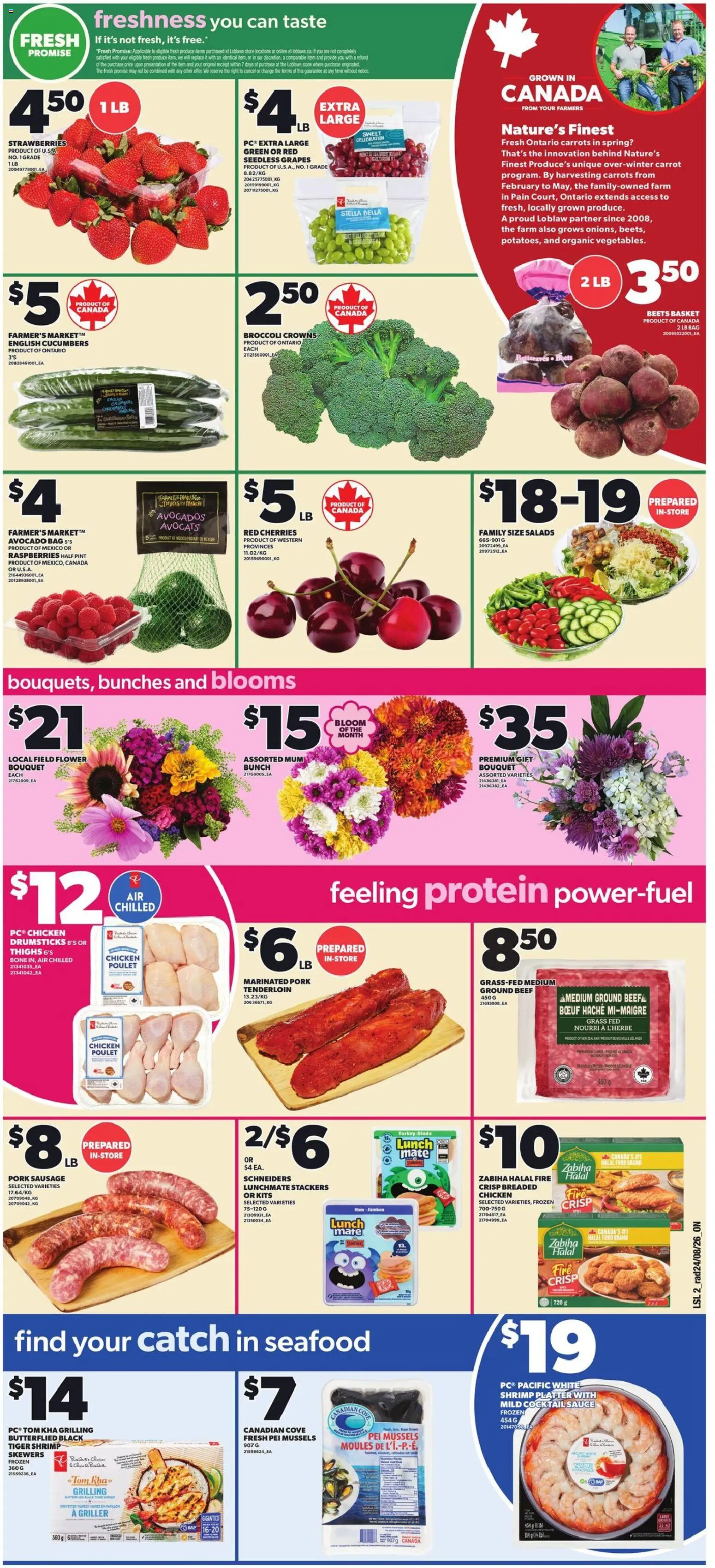Loblaws flyer valid from Aug 27, 2026 | Page: 3 | Products: Drumsticks, Broccoli, Avocado, Food