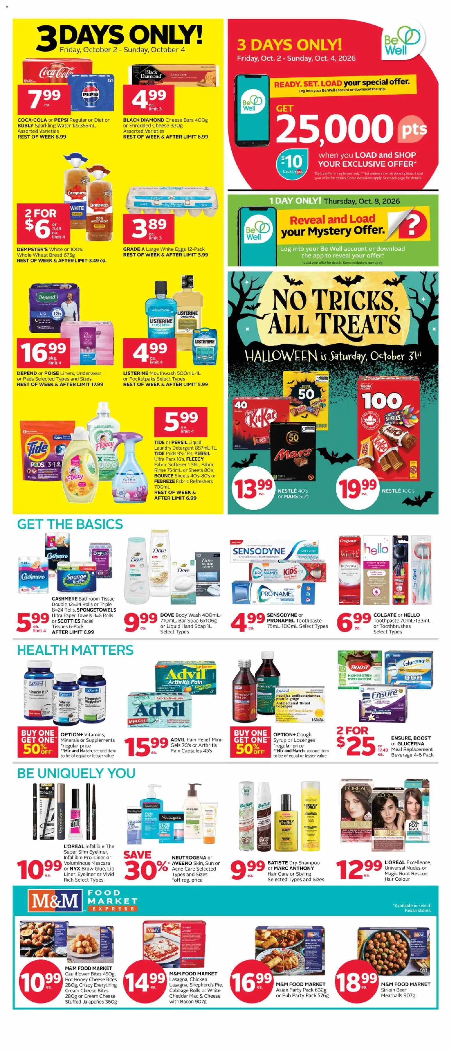 Rexall flyer valid from Oct 2, 2026 | Page: 2 | Products: Cream cheese, Sponge, Shampoo, Fabric softener