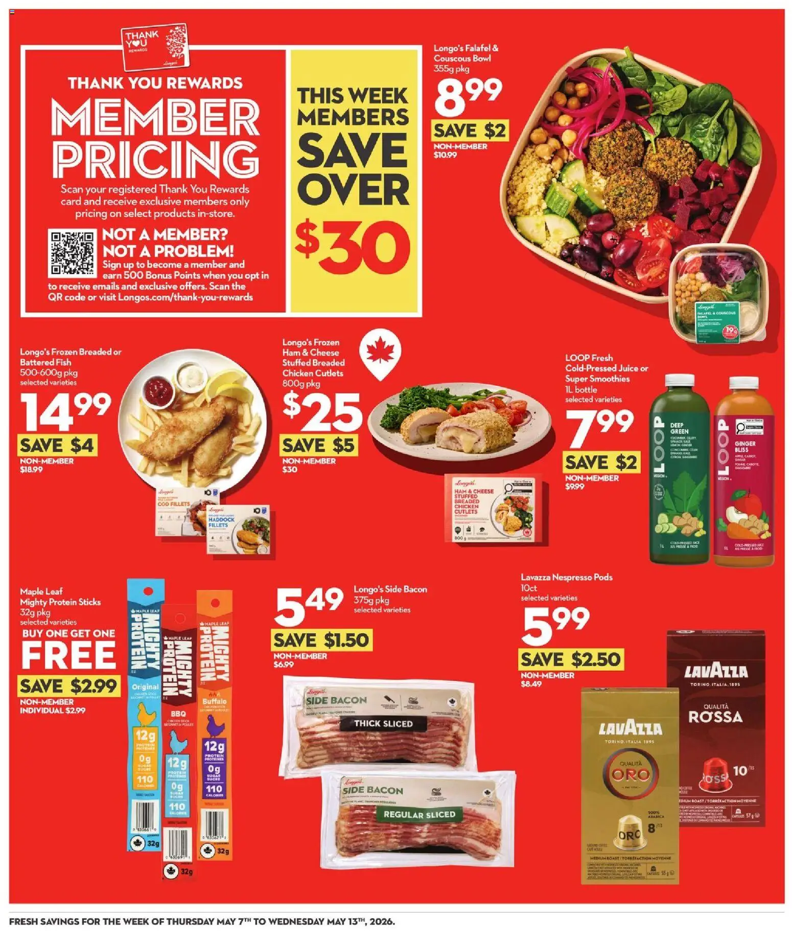 Longo's flyer valid from 07.05.2026 | Page: 6 | Products: Fish, Ham, Juice, Chicken