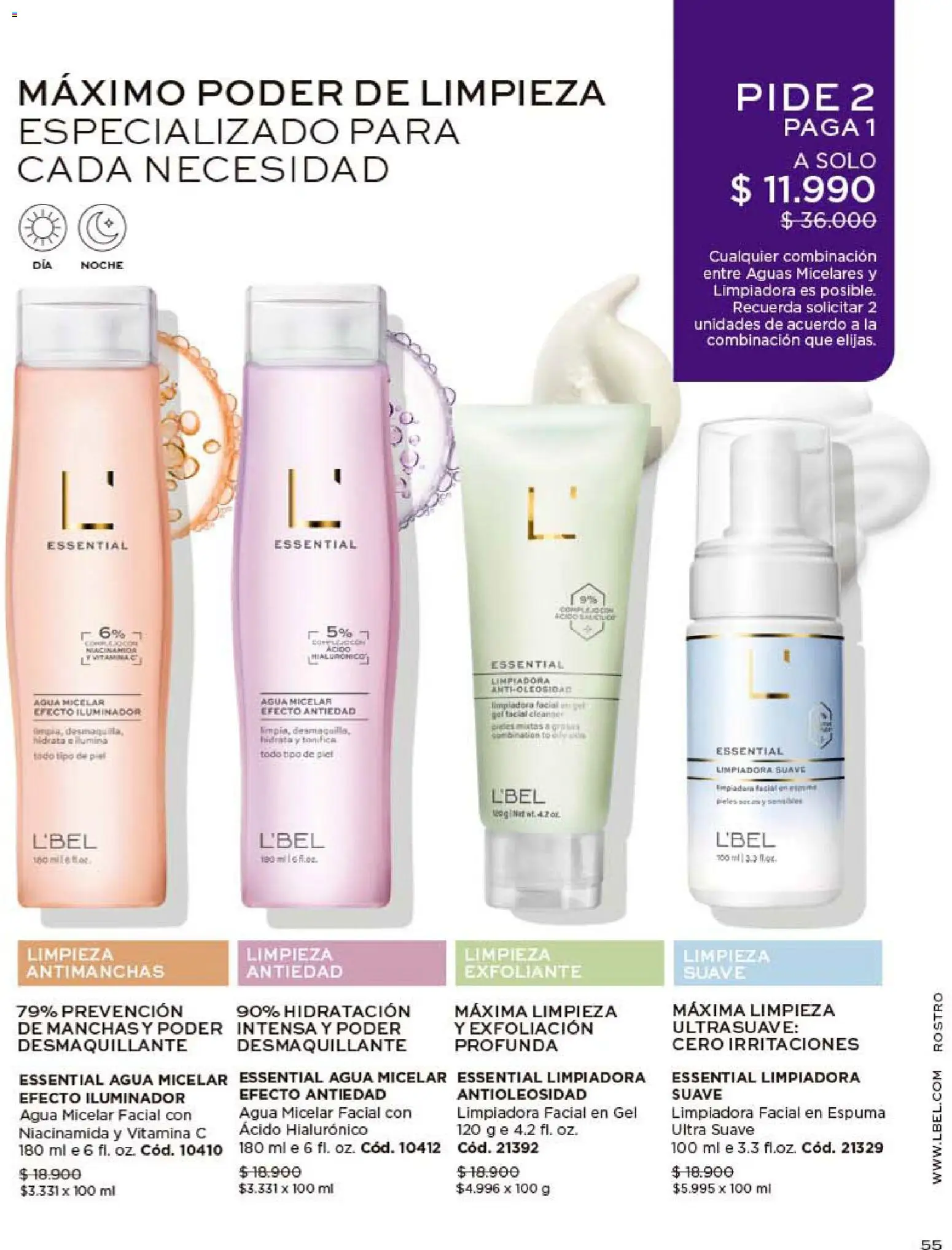 Catálogo L'Bel Campaña 10 │ válido desde el 01.06.2026 | Página: 55 | Productos: Desmaquillante, Agua, Espuma, Iluminador