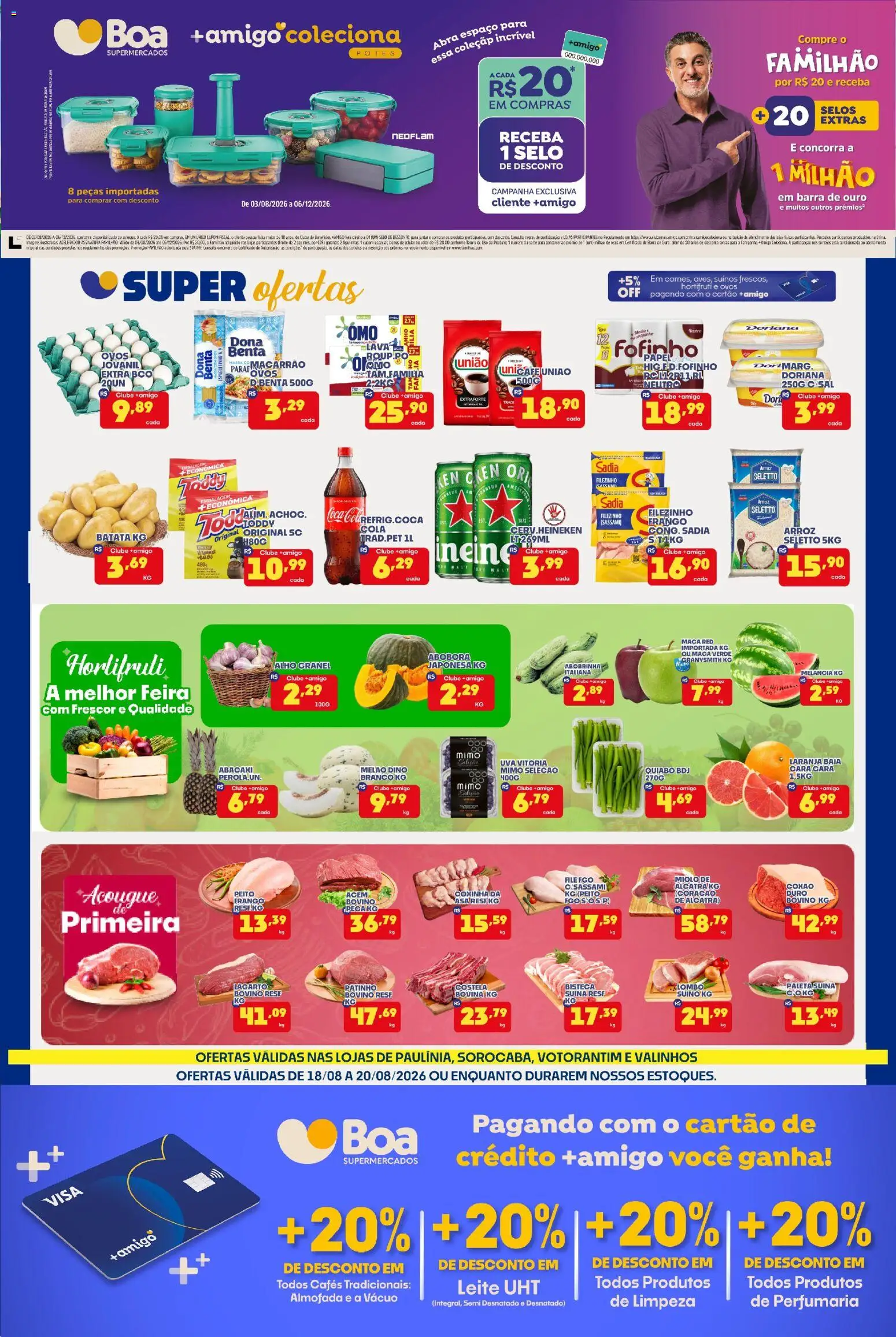 Boa Supermercados Folheto - válido de 18/08/2026 | Página: 1 | Produtos: Alcatra, Lombo, Macarrão, Frango