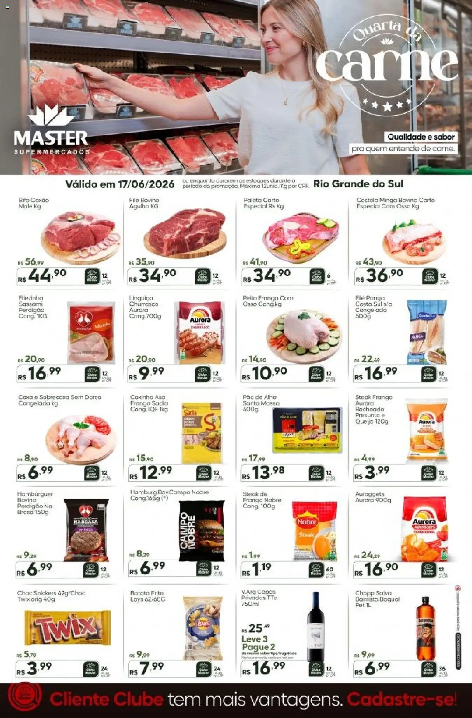 Master Folheto - válido de 17.06.2026 | Página: 1 | Produtos: Twix, Linguiça, Massa, Hambúrguer