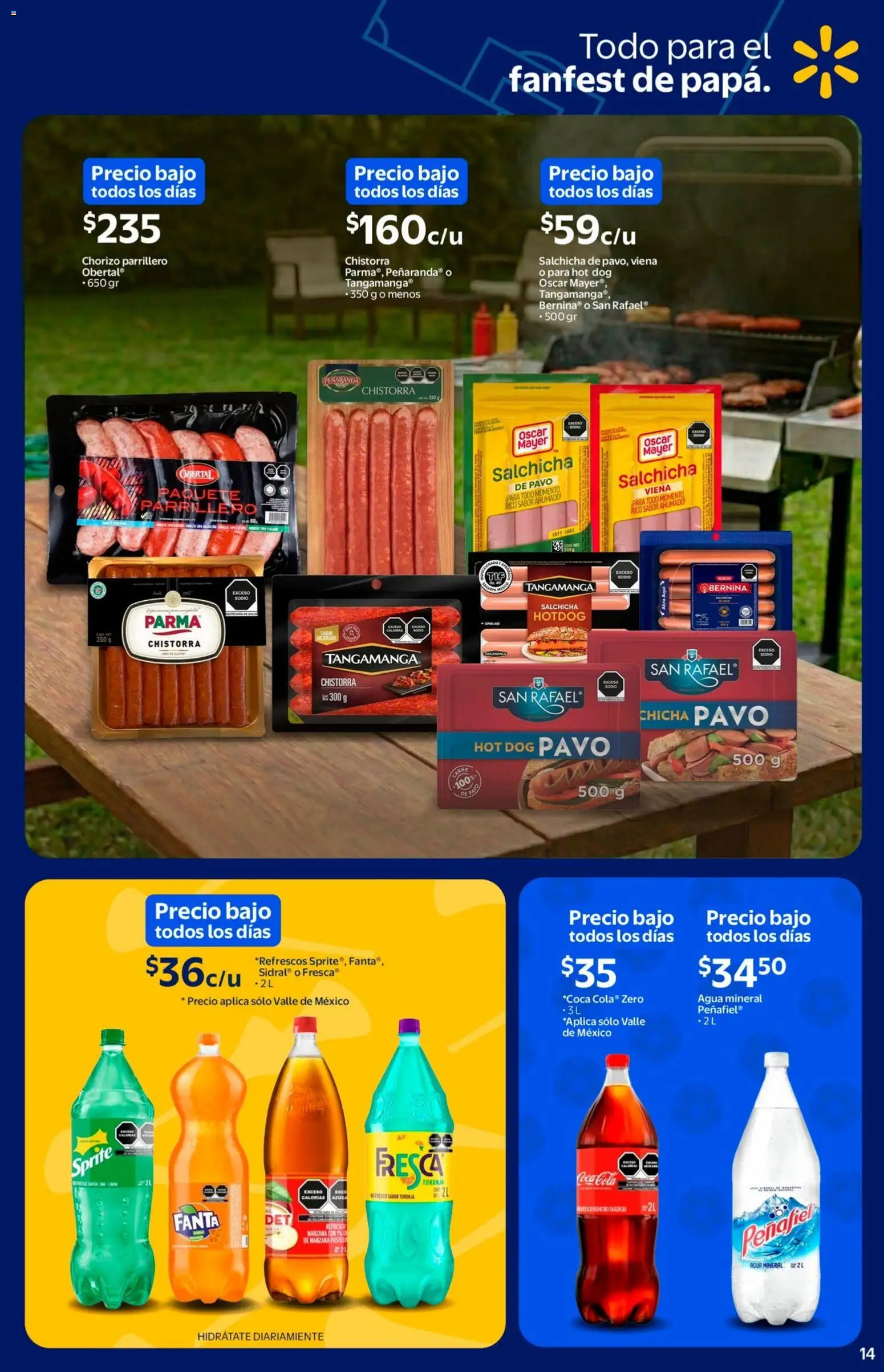 Nuevas ofertas de Walmart válidas en toda la República Mexicana desde el 11.05.2026. ¡Encuentra las mejores ofertas en  Walmart folleto El mejor doblete para papá! | Página: 14 | Productos: Salchicha, Manzana, Toronja, Carpa